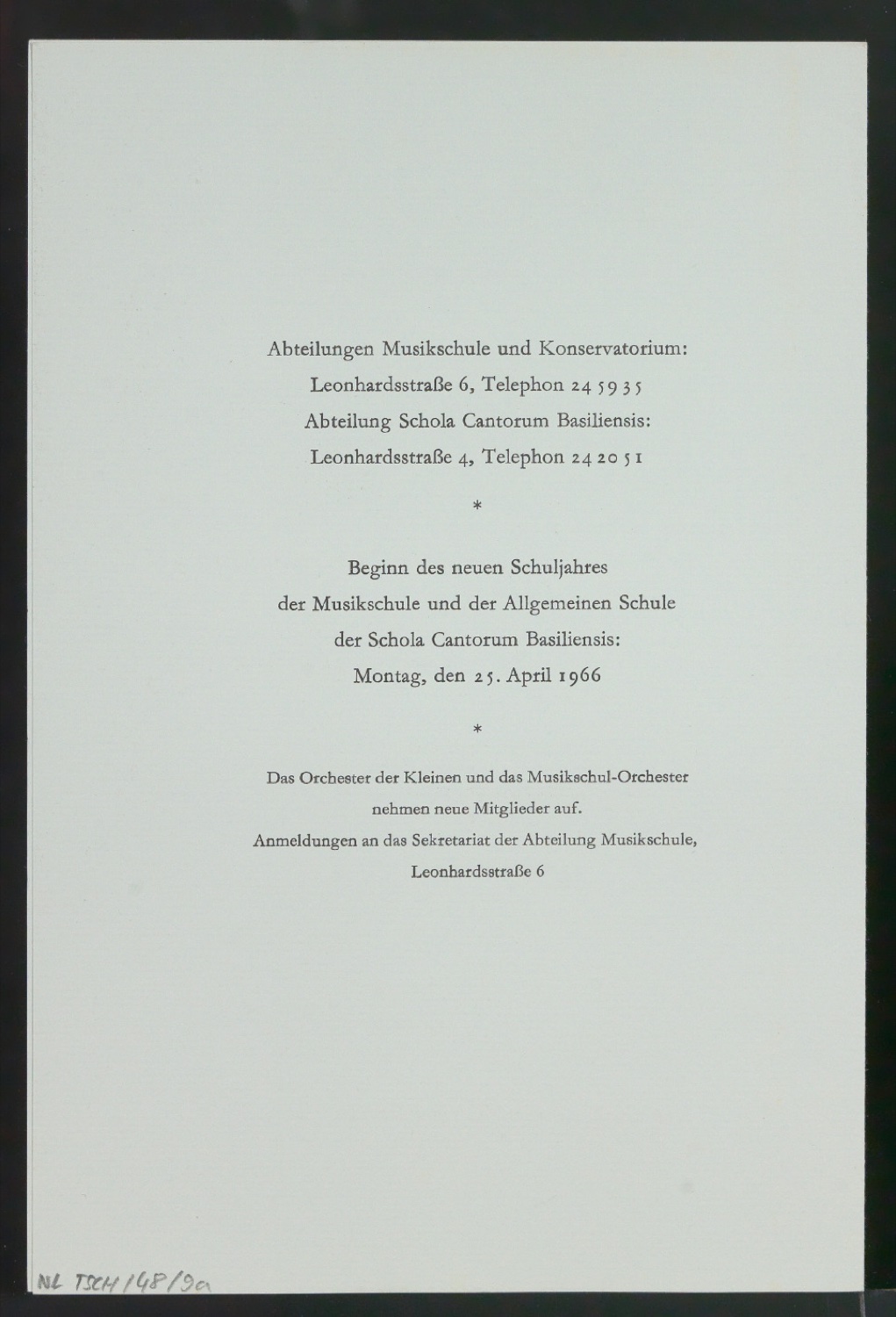 Programmheft Jahresfeier 1966 der Musik-Akademie Basel — Blatt 3