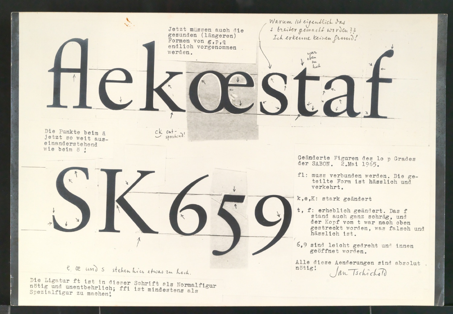 Fotokopie und Reproduktion von Sabon-Entwürfen — Blatt 1