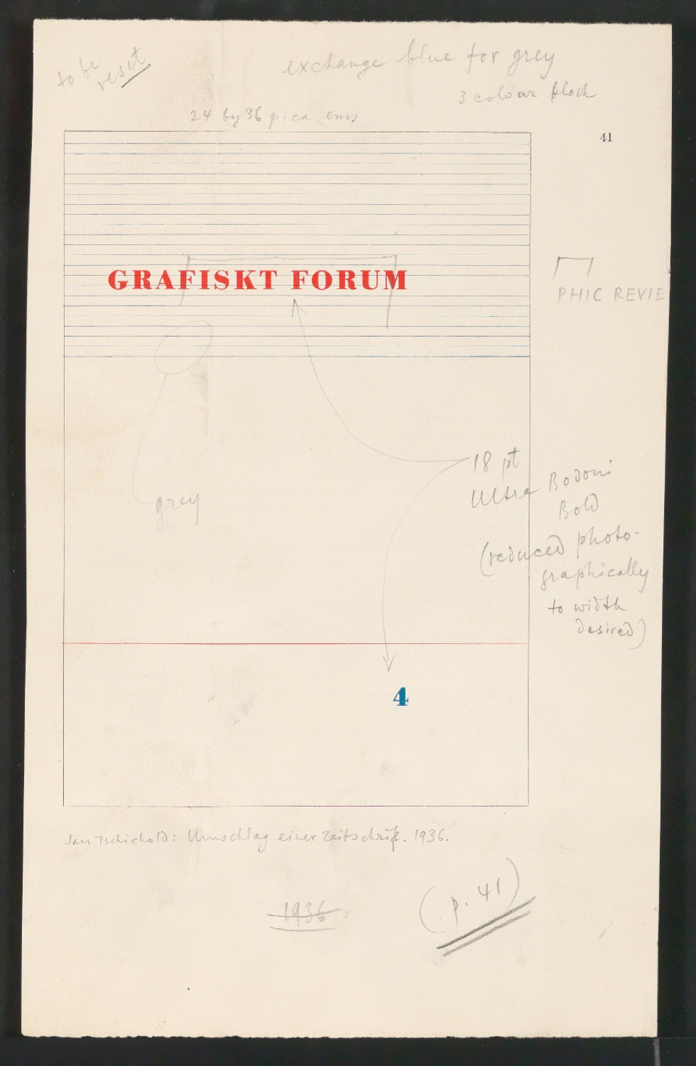 Korrekturfahnen einer Illustration für Asymmetric Typography — Blatt 3