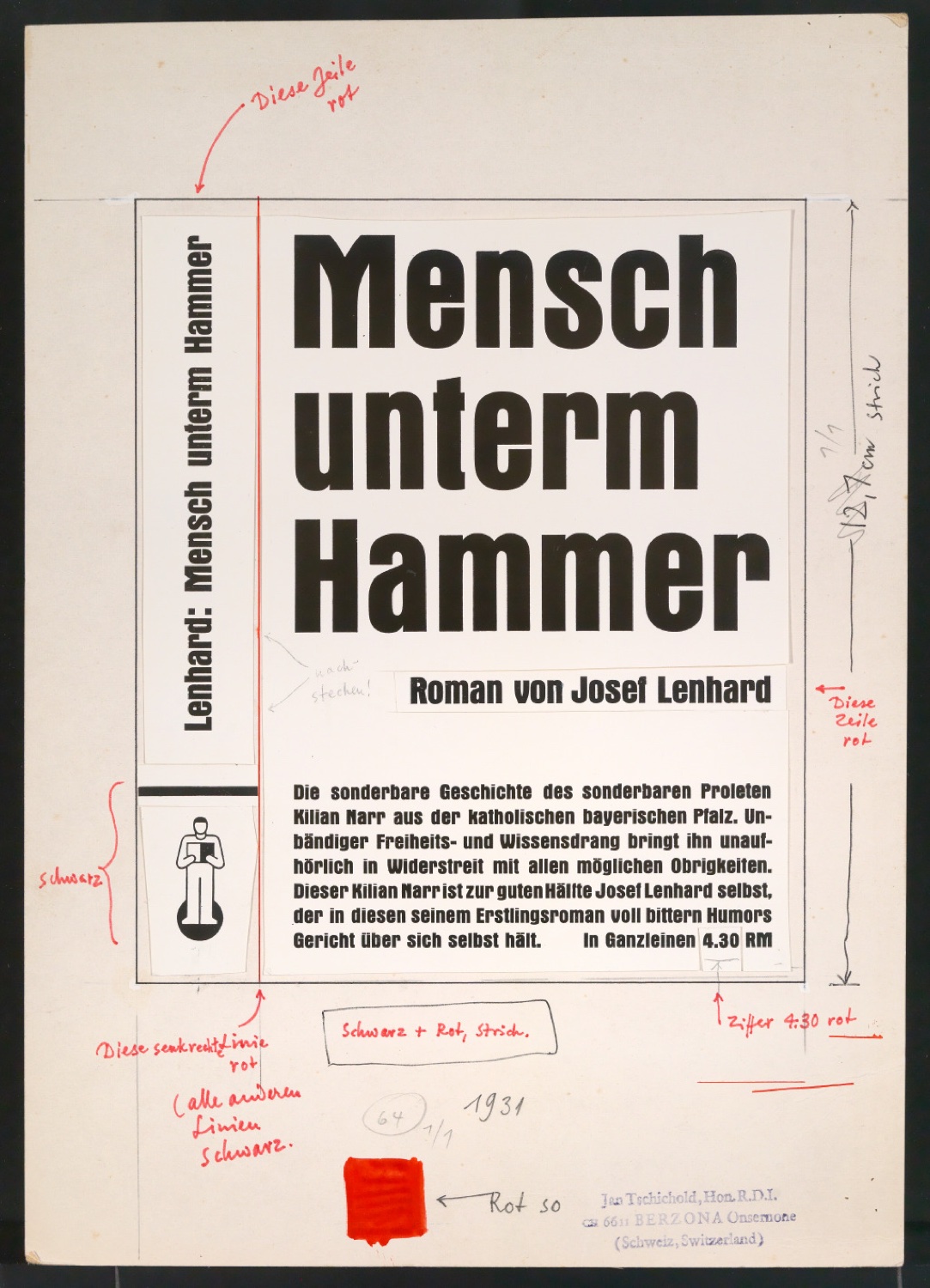 Entwurf für die Illustration von Schutzumschlag Mensch unterm Hammer — Blatt 1