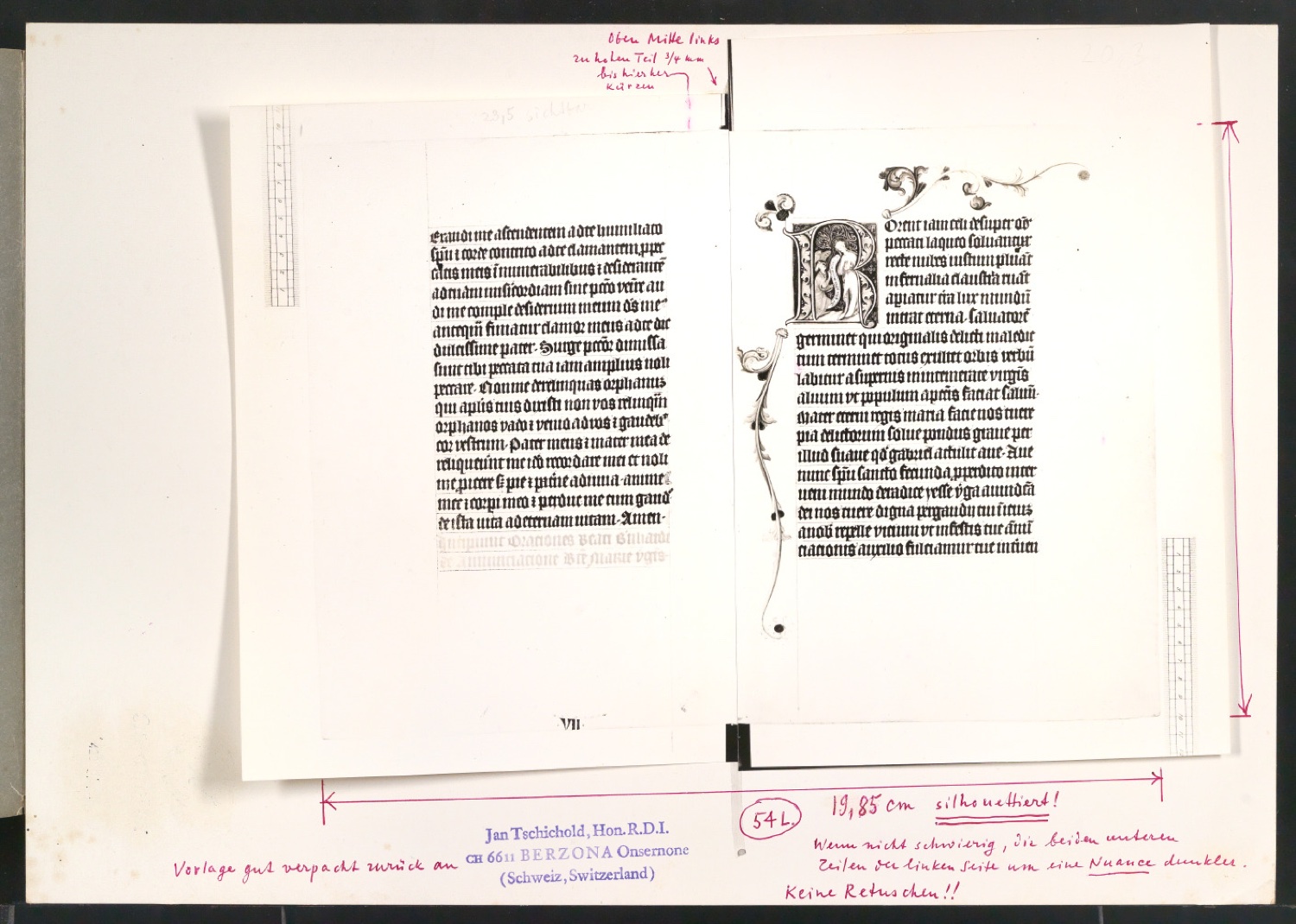 Klischeevorlage für die Abbildung einer mittelalterlichen Handschrift — Blatt 1