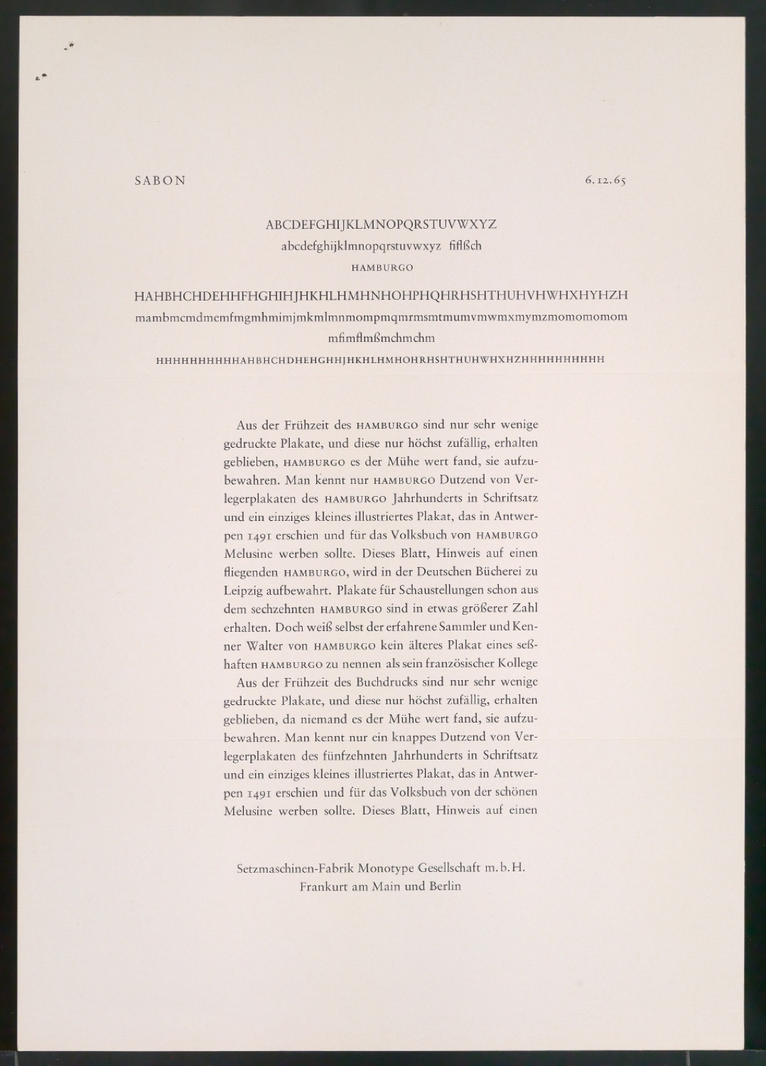 Probedrucke der Sabon in verschiedenen Schriftschnitten und Schriftgraden — Blatt 3