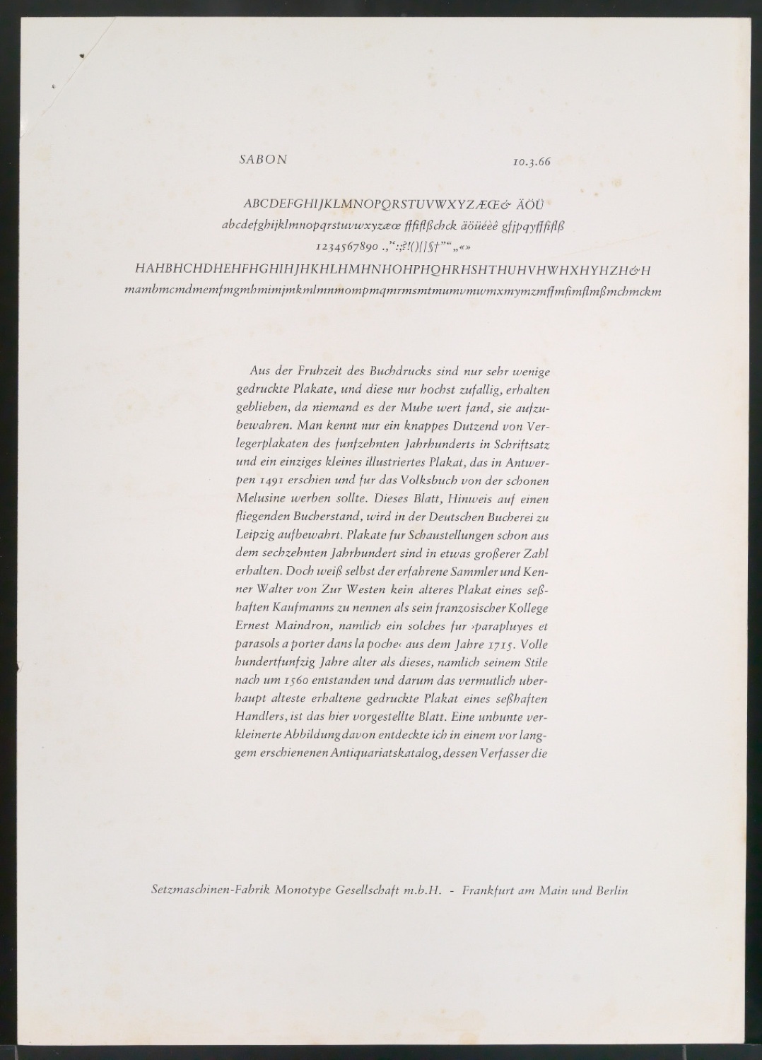 Probedrucke der Sabon in verschiedenen Schriftschnitten und Schriftgraden — Blatt 13