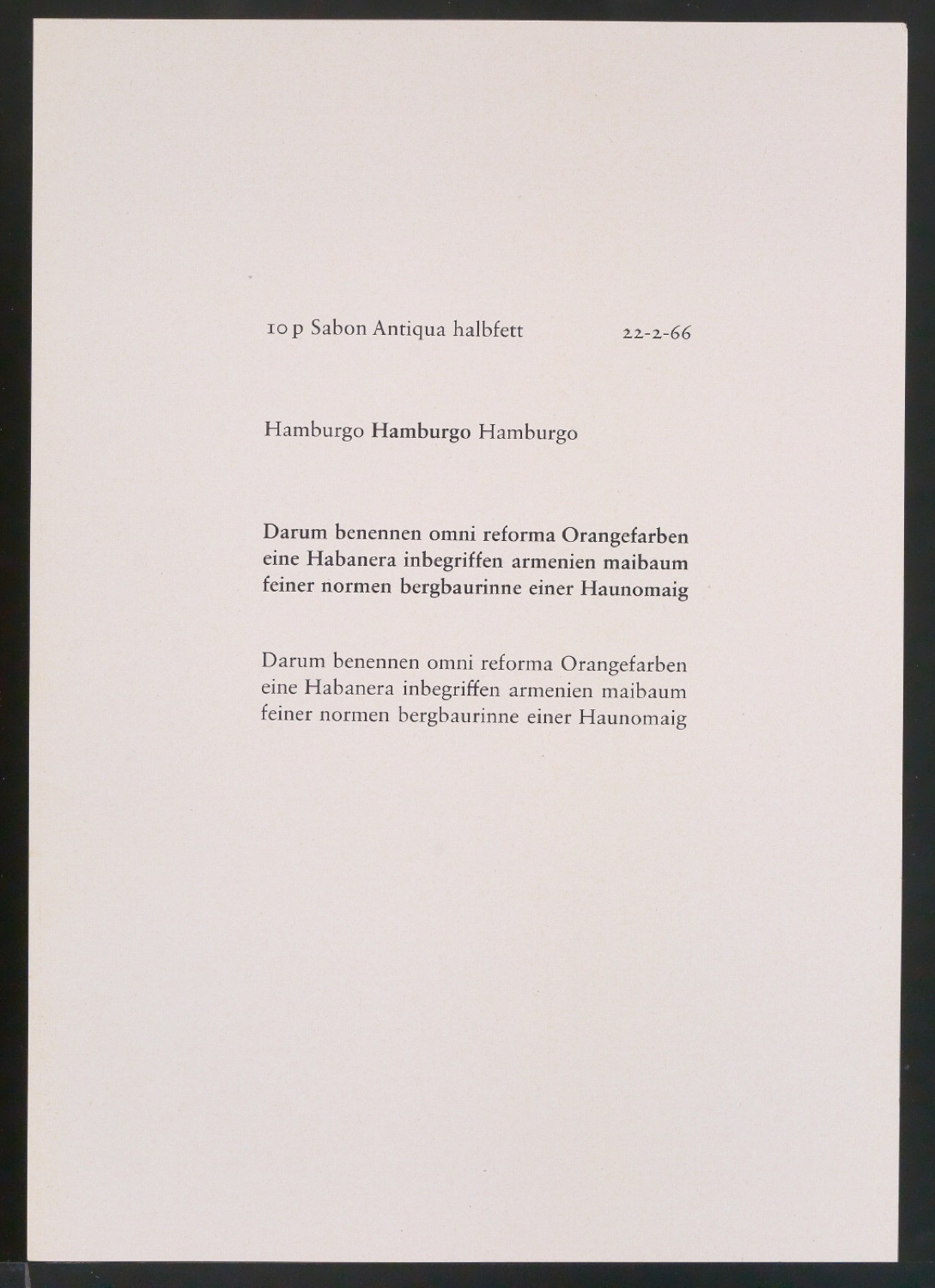 Probedrucke der Sabon in verschiedenen Schriftschnitten und Schriftgraden — Blatt 21