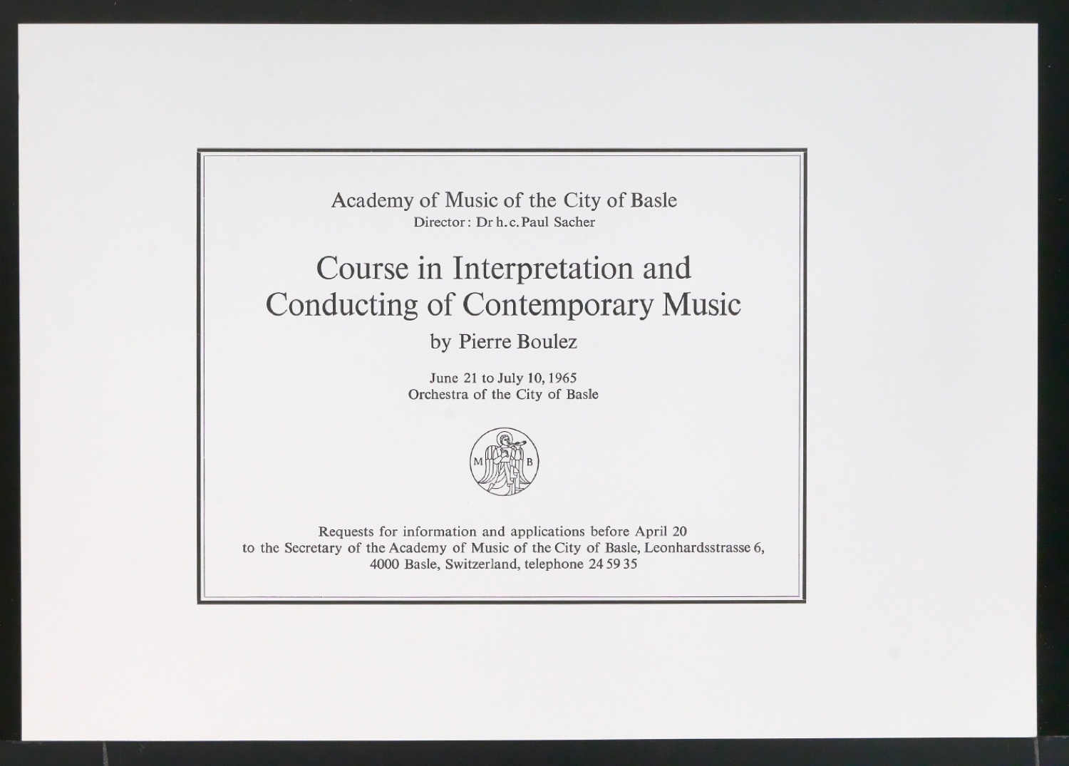 Interpretations- und Dirigierkurs für zeitgenössische Musik — Blatt 1
