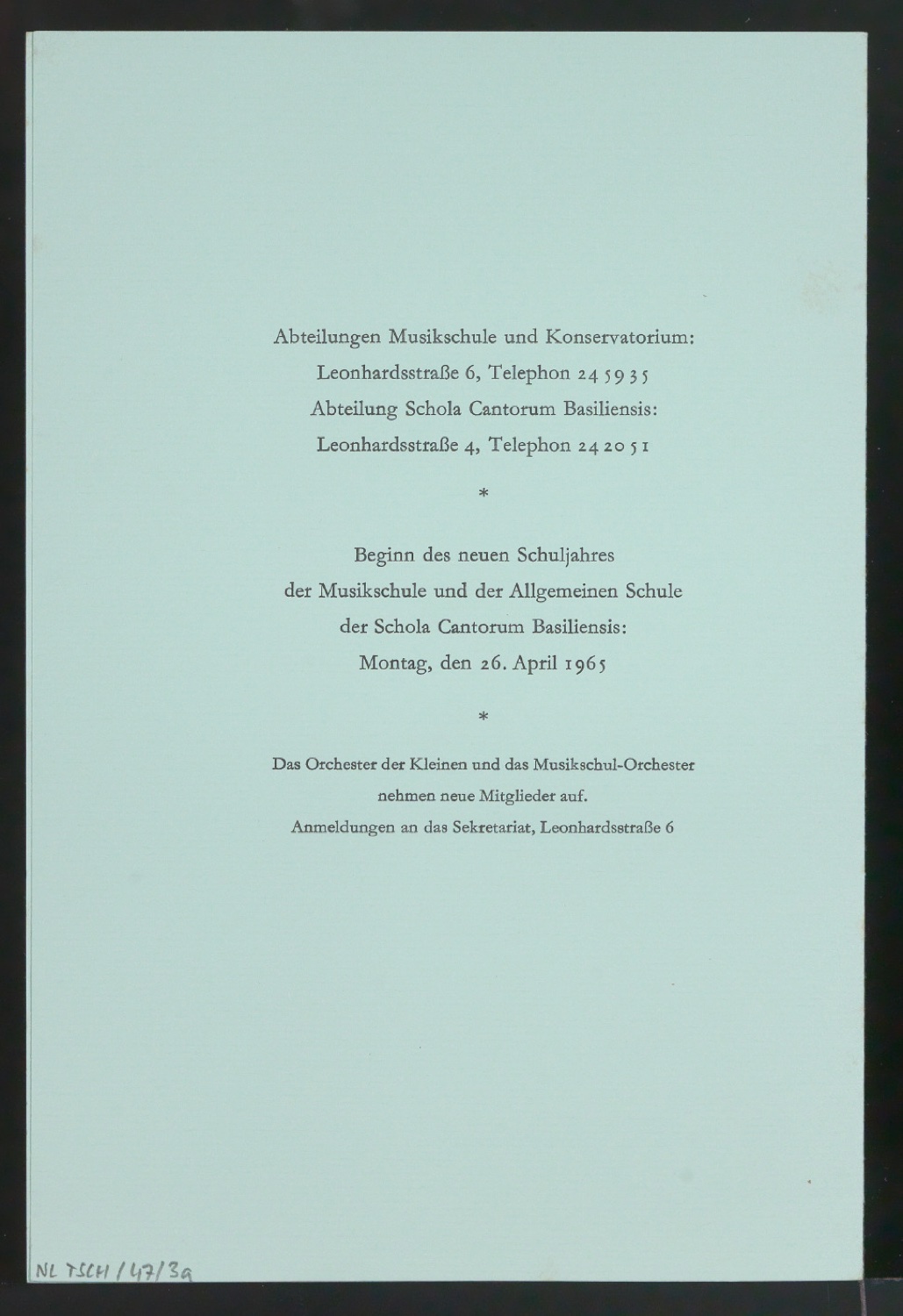 Programmheft Jahresfeier 1965 der Musik-Akademie Basel — Blatt 3