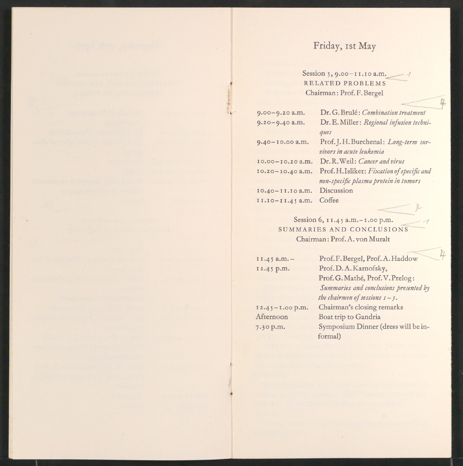 Korrekturfahnen für Program of the Symposium on the Chemotherapy of Cancer — Blatt 5
