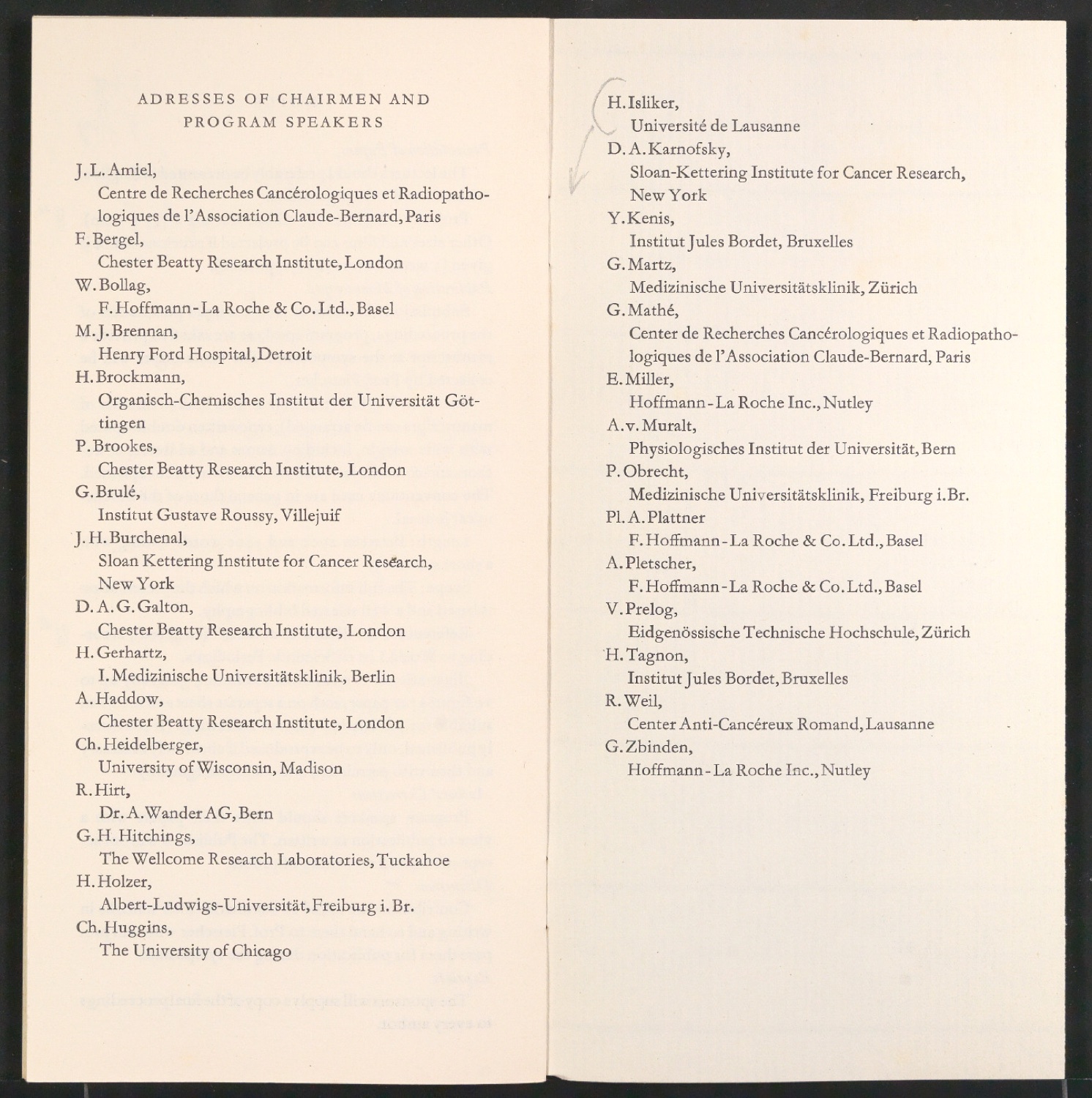 Korrekturfahnen für Program of the Symposium on the Chemotherapy of Cancer — Blatt 7