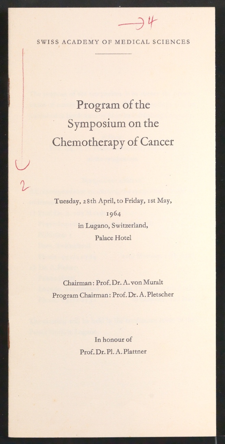 Korrekturfahnen für Program of the Symposium on the Chemotherapy of Cancer — Blatt 9
