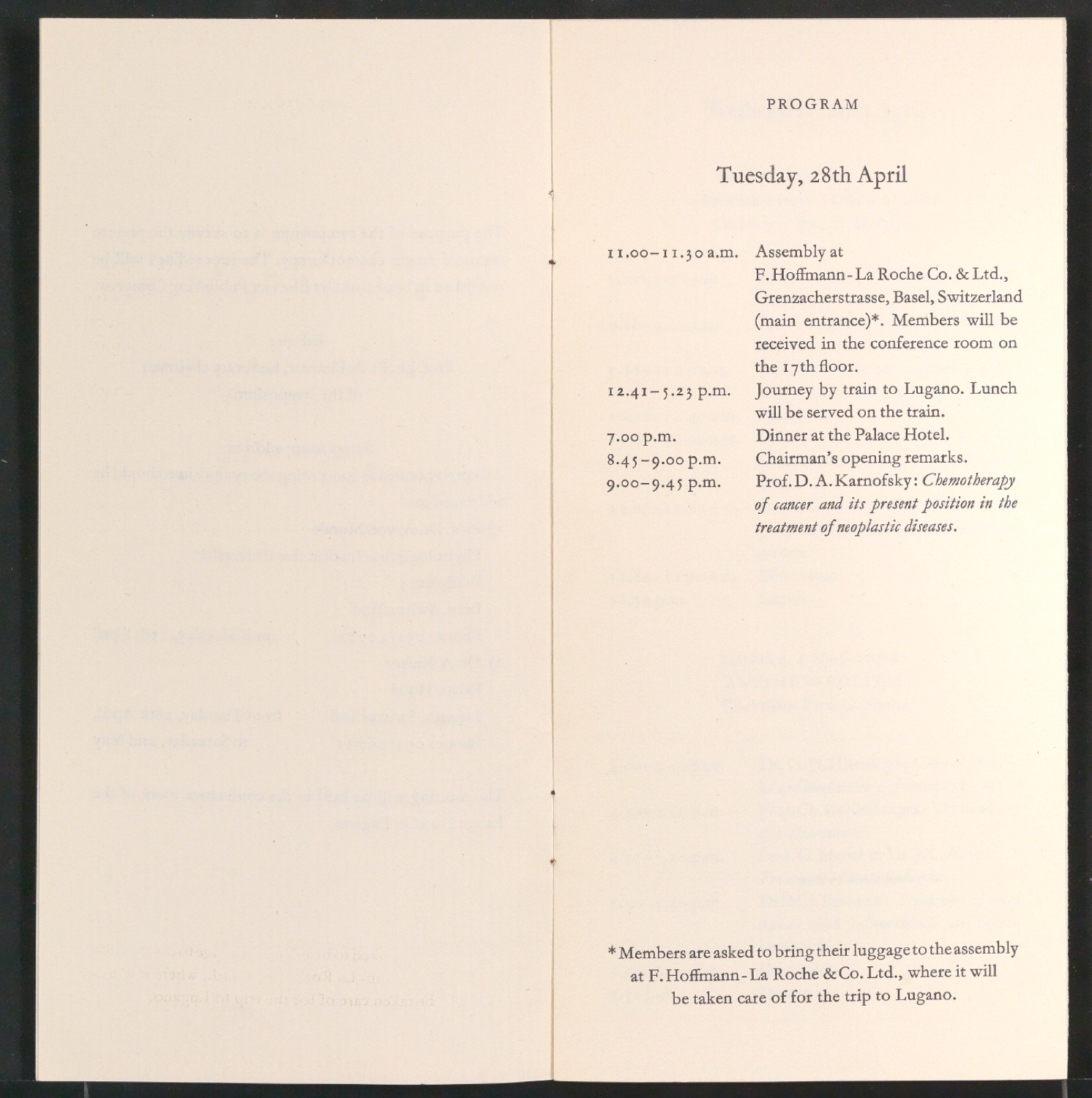 Korrekturfahnen für Program of the Symposium on the Chemotherapy of Cancer — Blatt 11