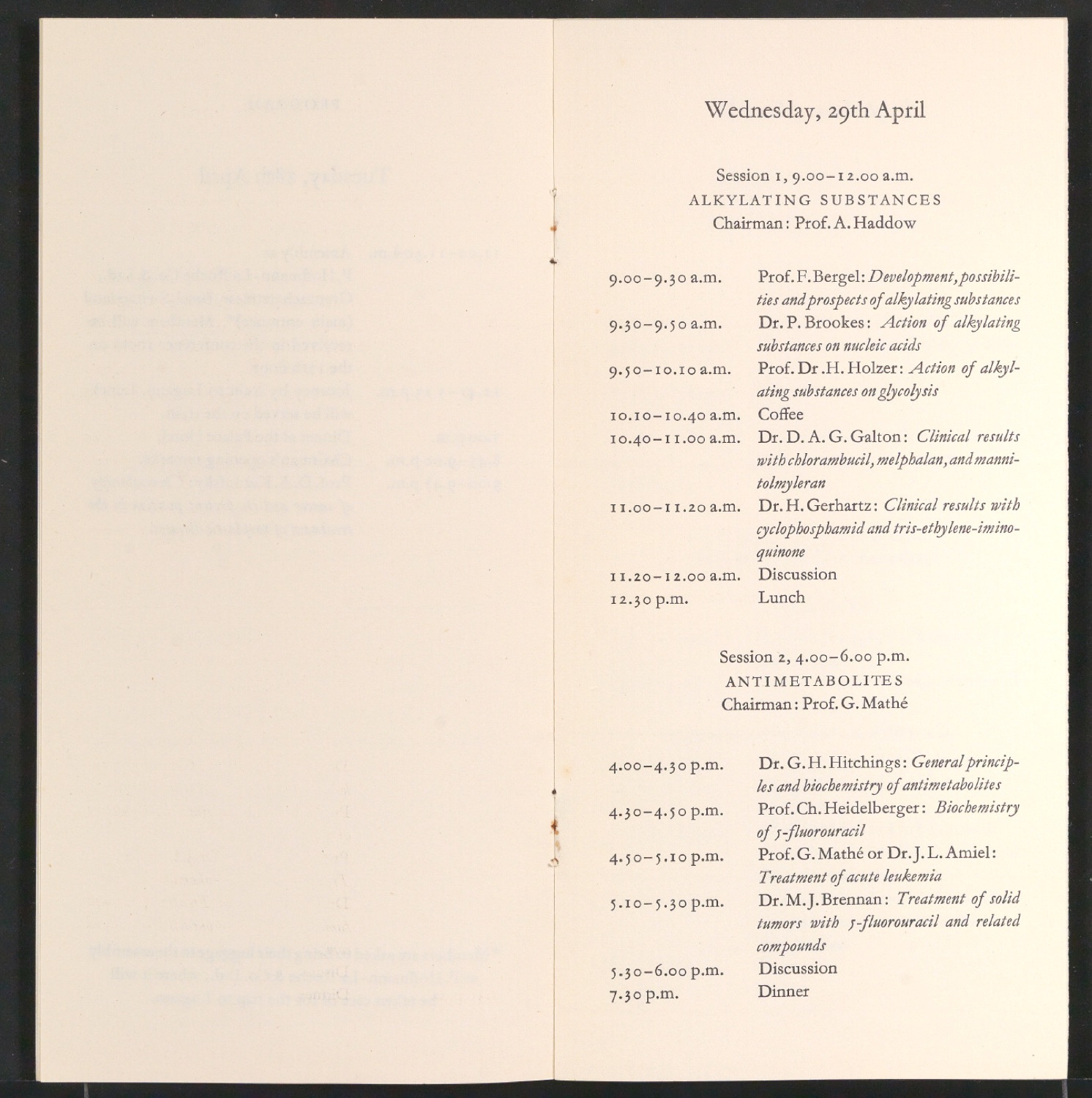 Korrekturfahnen für Program of the Symposium on the Chemotherapy of Cancer — Blatt 12