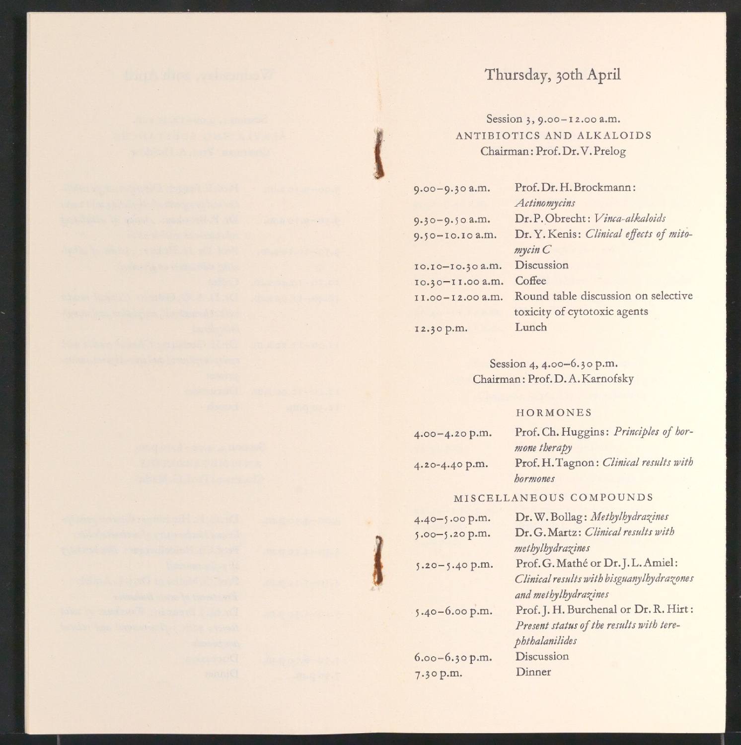 Korrekturfahnen für Program of the Symposium on the Chemotherapy of Cancer — Blatt 13