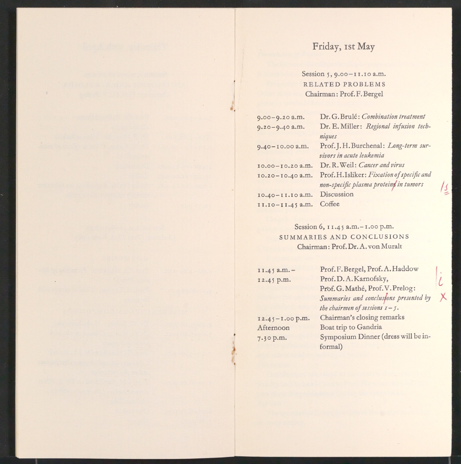 Korrekturfahnen für Program of the Symposium on the Chemotherapy of Cancer — Blatt 14
