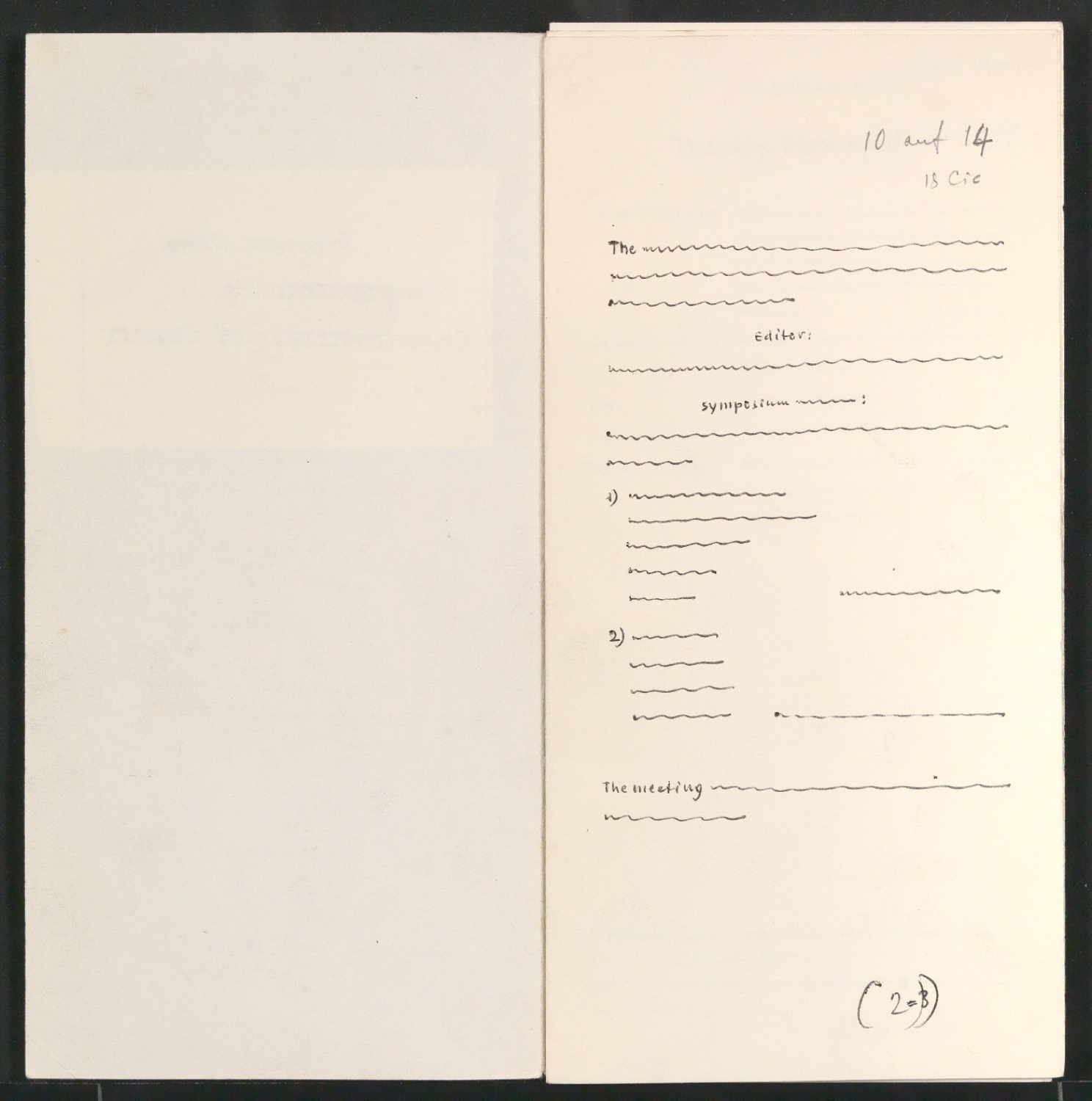 Blindband mit Entwurfsskizzen für Program of the Symposium on the Chemotherapy of Cancer — Blatt 2