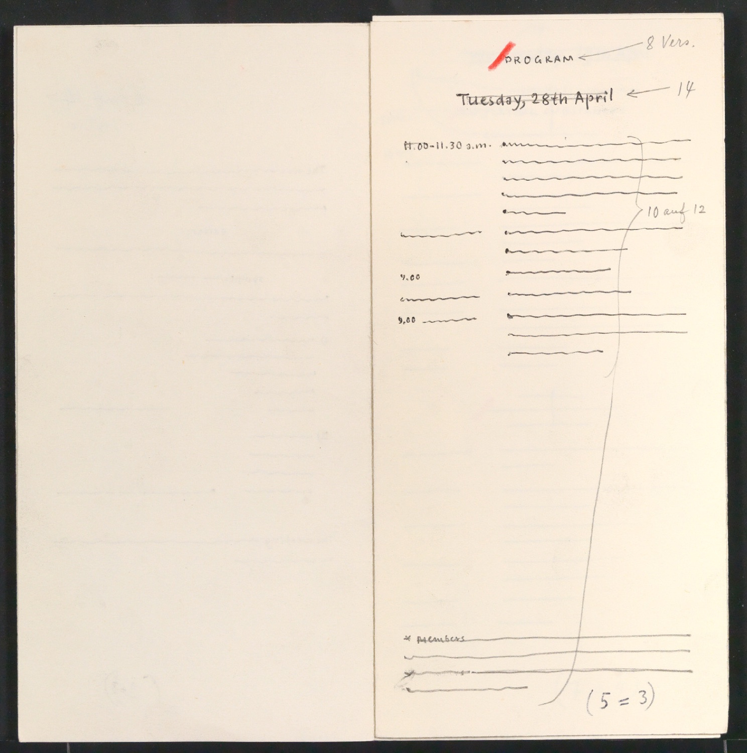 Blindband mit Entwurfsskizzen für Program of the Symposium on the Chemotherapy of Cancer — Blatt 3