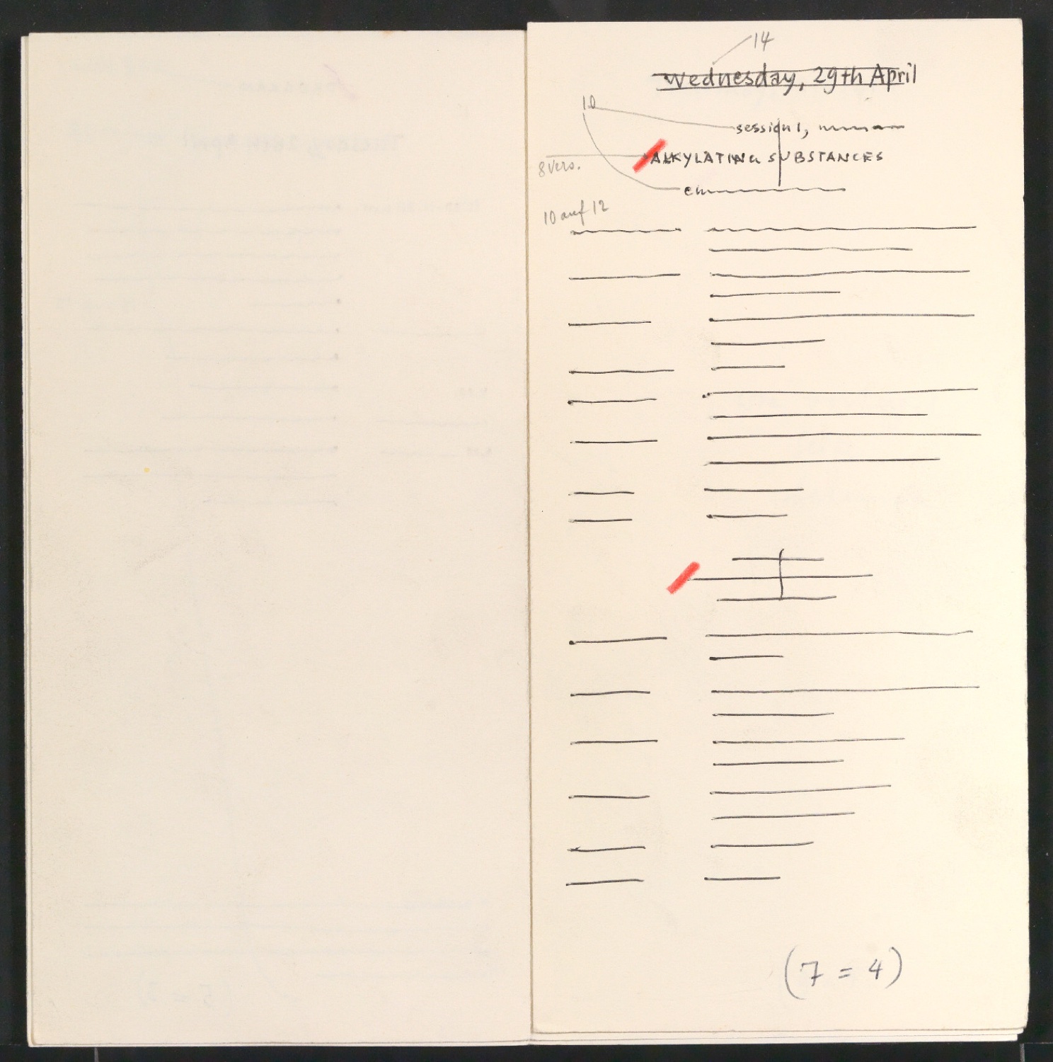 Blindband mit Entwurfsskizzen für Program of the Symposium on the Chemotherapy of Cancer — Blatt 4