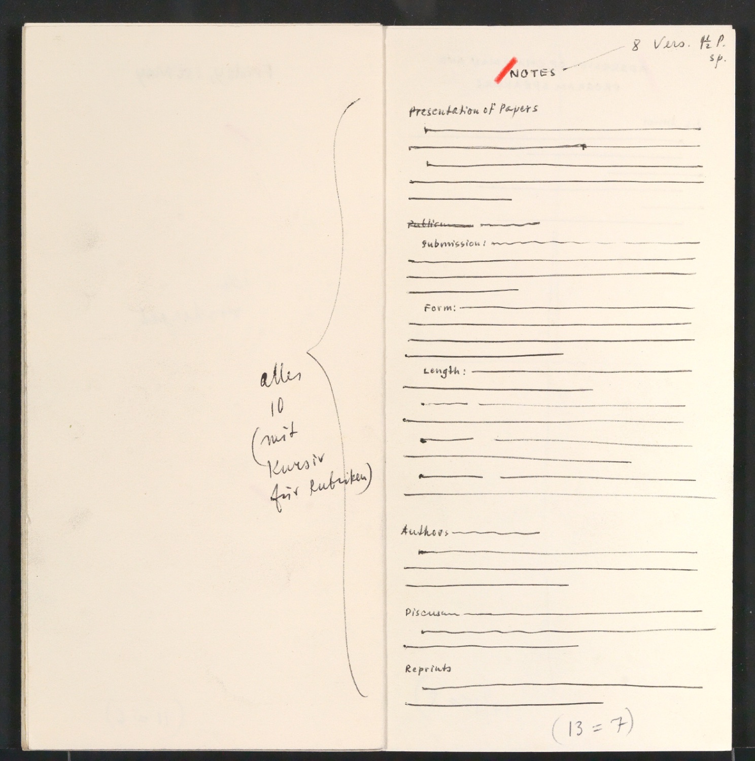 Blindband mit Entwurfsskizzen für Program of the Symposium on the Chemotherapy of Cancer — Blatt 7