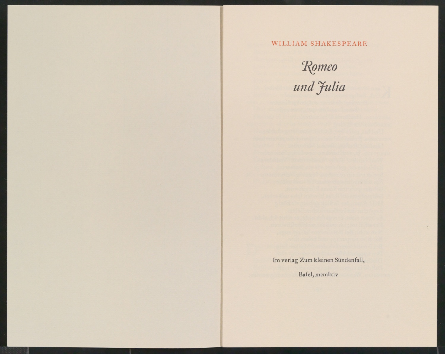 Probedruck für Beitrag von Jan Tschichold: Romeo und Julia — Blatt 2