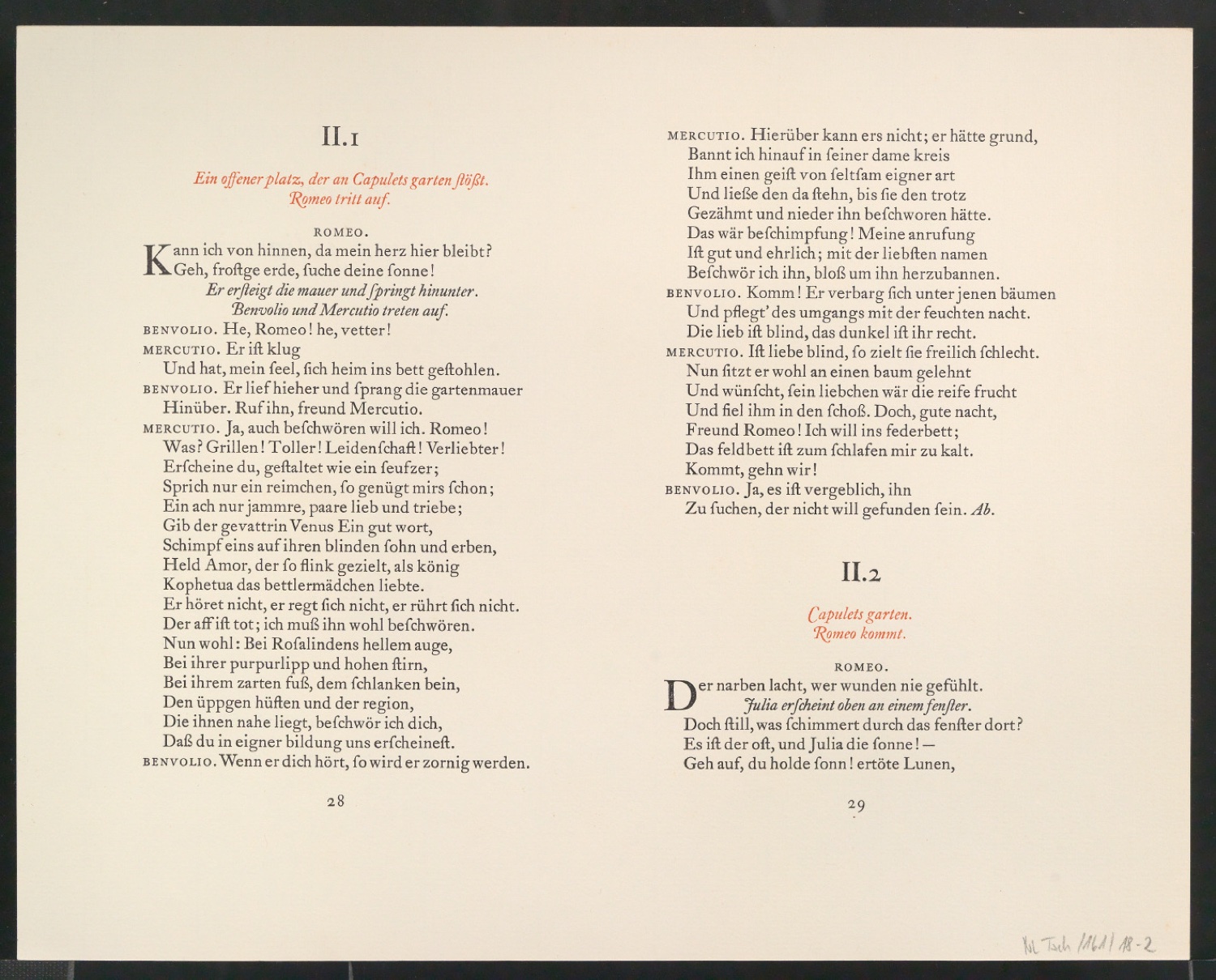 Probedruck für Beitrag von Jan Tschichold: Romeo und Julia — Blatt 2