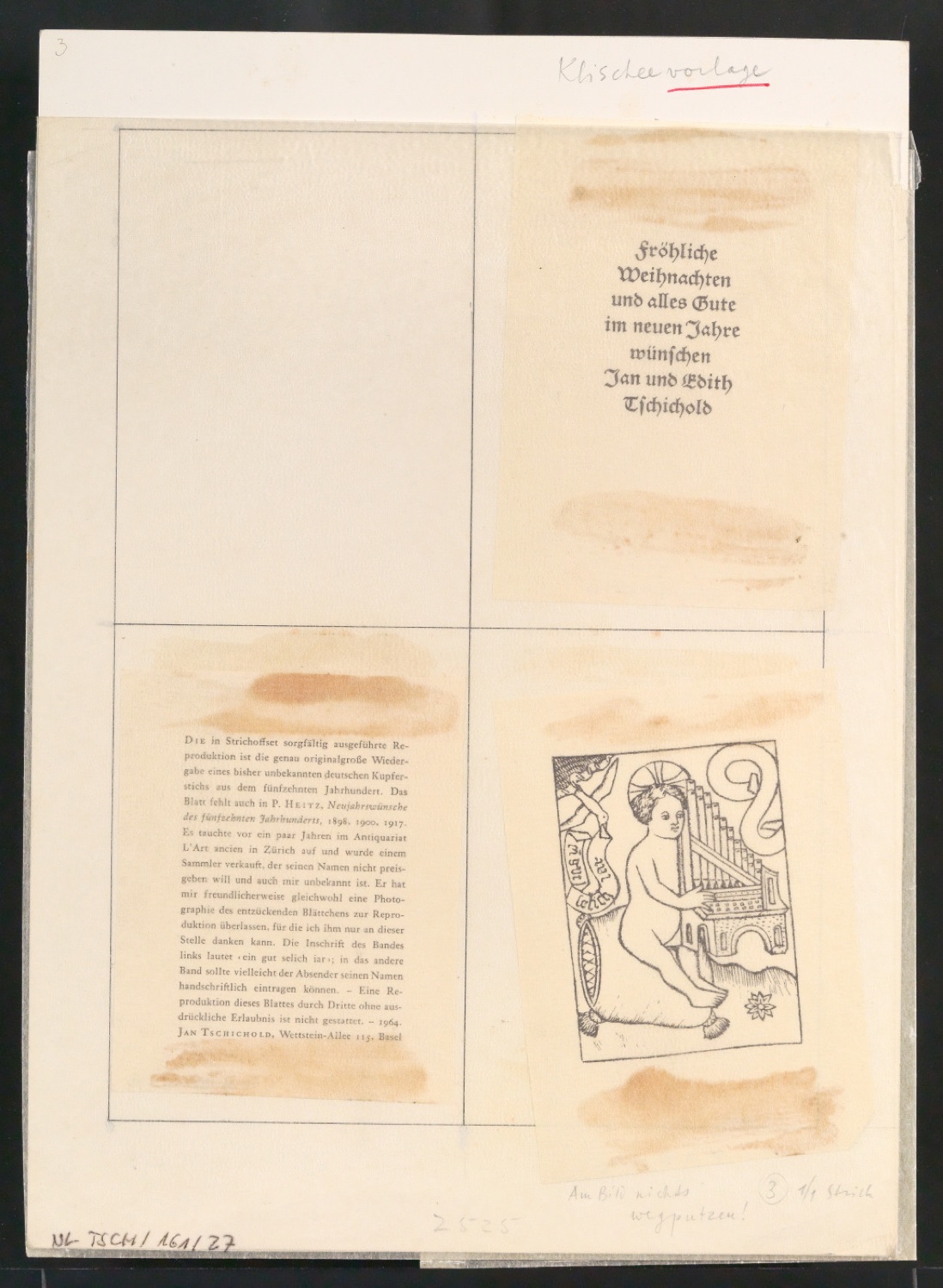 Klischeevorlage für Neujahrswunsch 1964 — Blatt 1