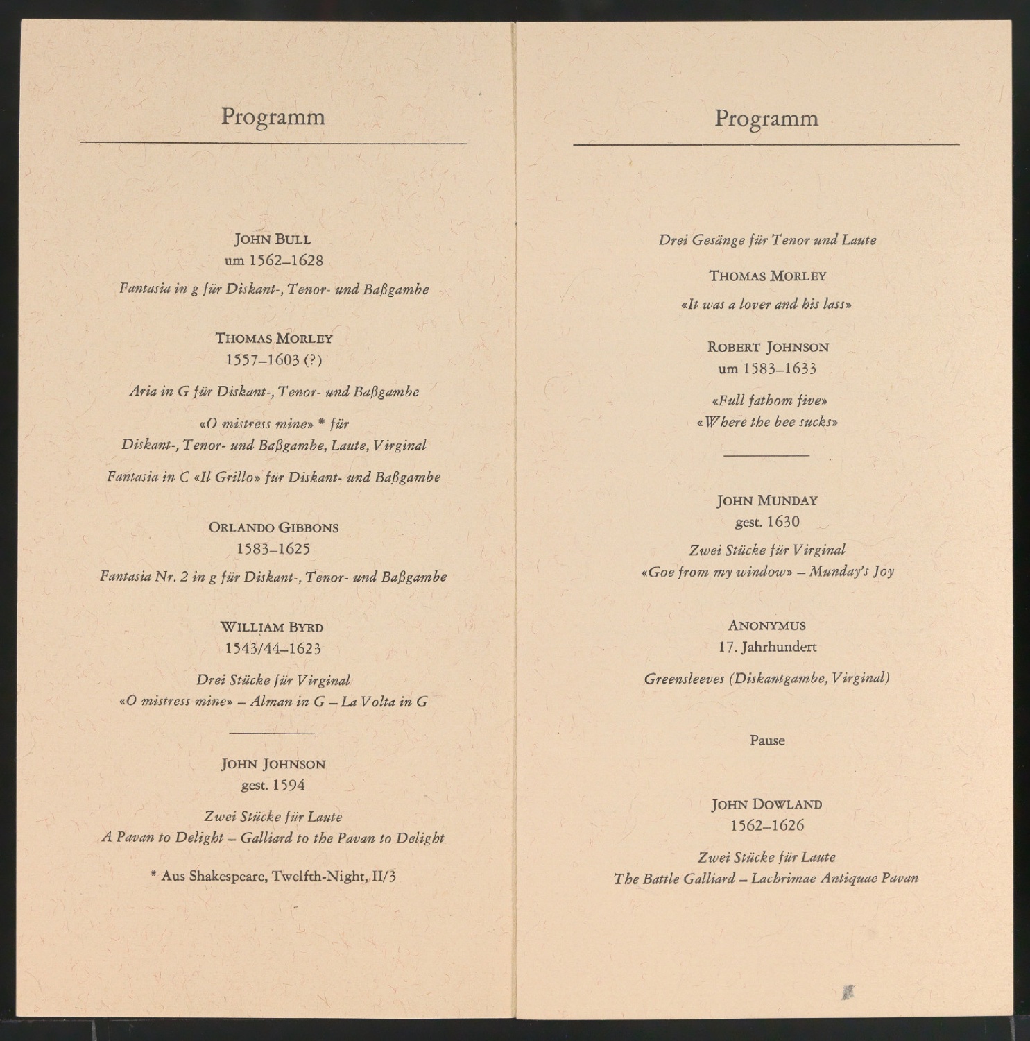 Programmheft 1964 - Musik um Shakespeare — Blatt 4