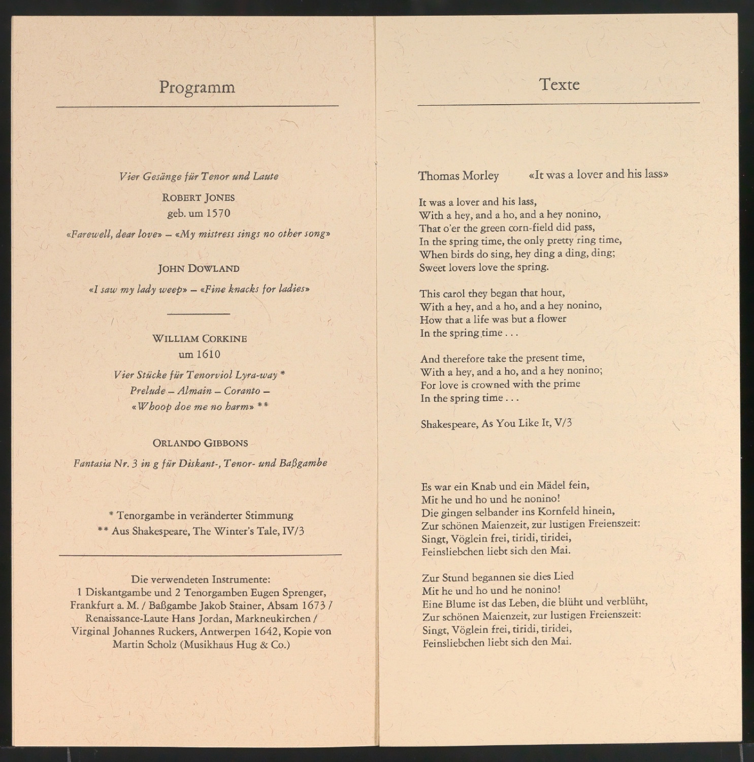 Programmheft 1964 - Musik um Shakespeare — Blatt 5