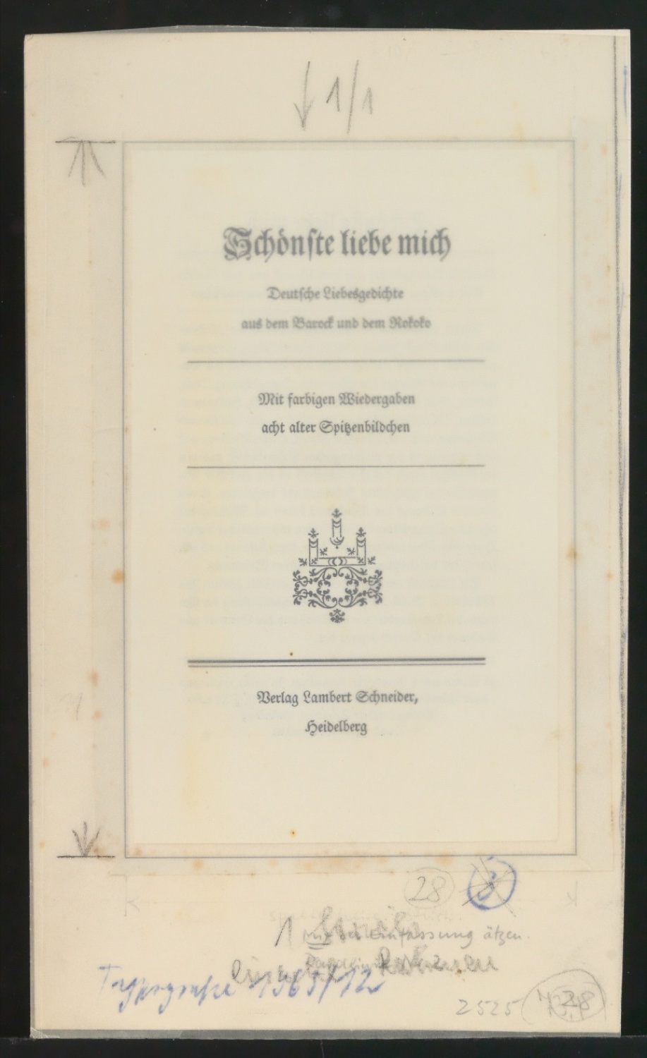Montiertes Titelblatt von Schönste, liebe mich — Blatt 1