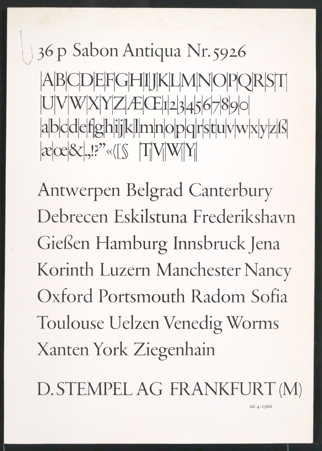 Probedrucke der Sabon in verschiedenen Schriftschnitten und Schriftgraden — Blatt 5