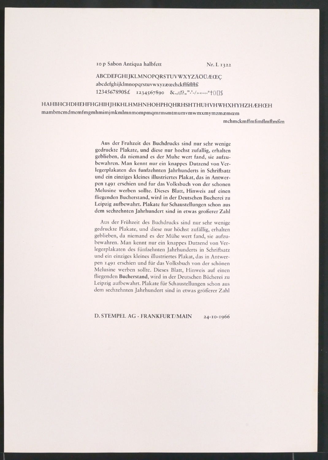 Probedrucke der Sabon in verschiedenen Schriftschnitten und Schriftgraden — Blatt 9