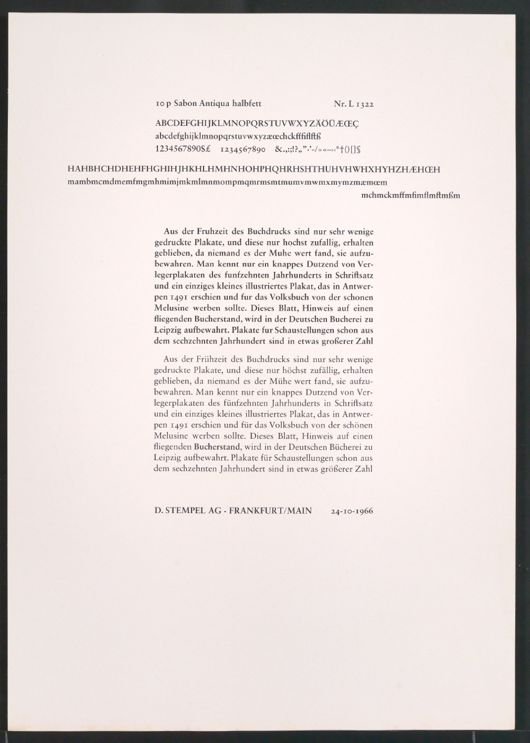 Probedrucke der Sabon in verschiedenen Schriftschnitten und Schriftgraden — Blatt 13
