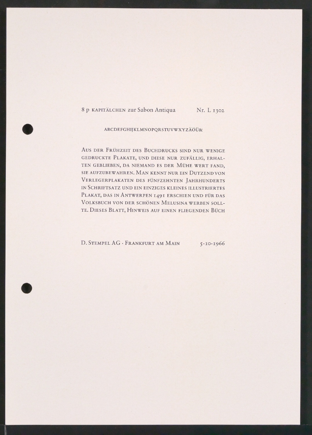 Probedrucke der Sabon in verschiedenen Schriftschnitten und Schriftgraden — Blatt 27