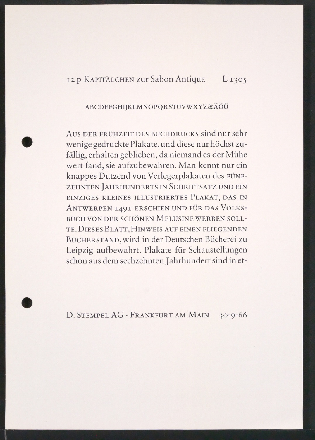 Probedrucke der Sabon in verschiedenen Schriftschnitten und Schriftgraden — Blatt 31
