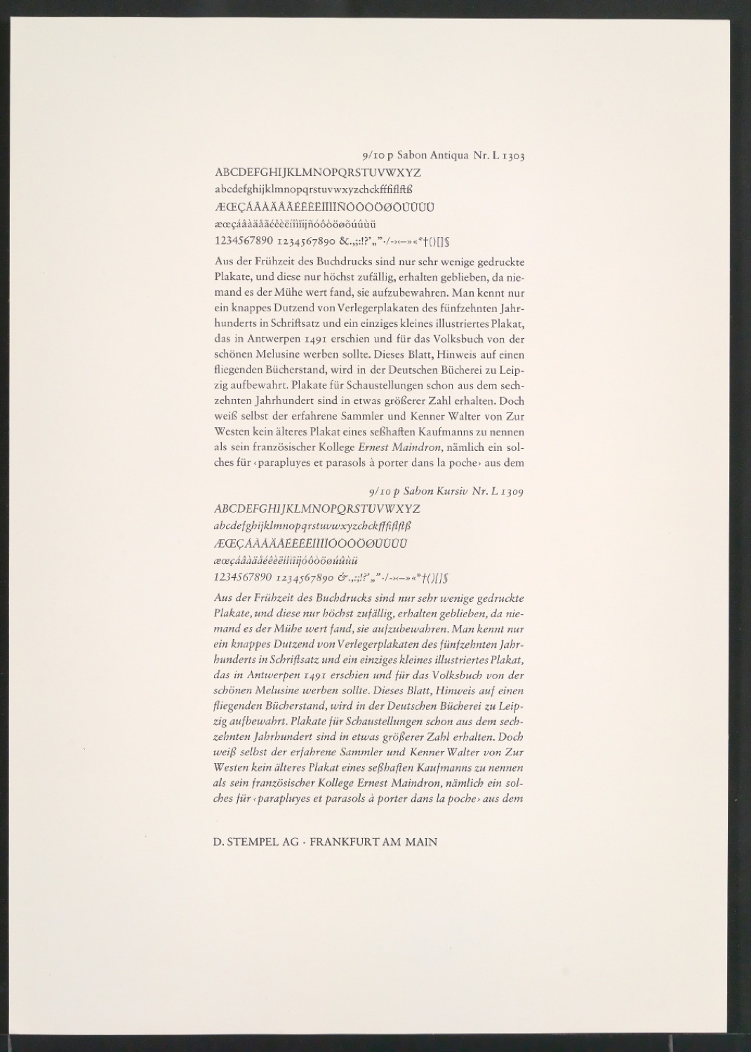 Probedrucke der Sabon in verschiedenen Schriftschnitten und Schriftgraden — Blatt 35