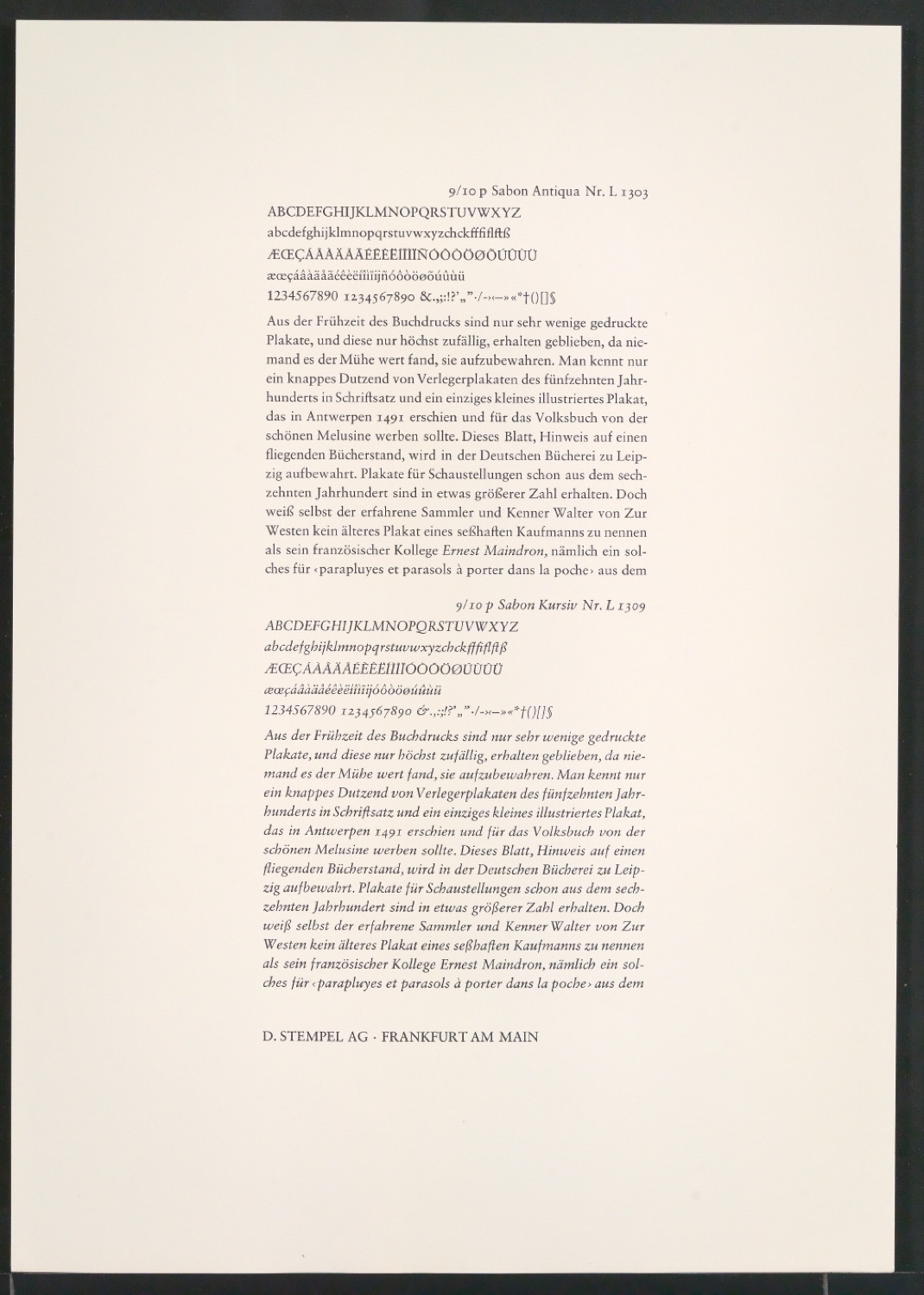 Probedrucke der Sabon in verschiedenen Schriftschnitten und Schriftgraden — Blatt 37