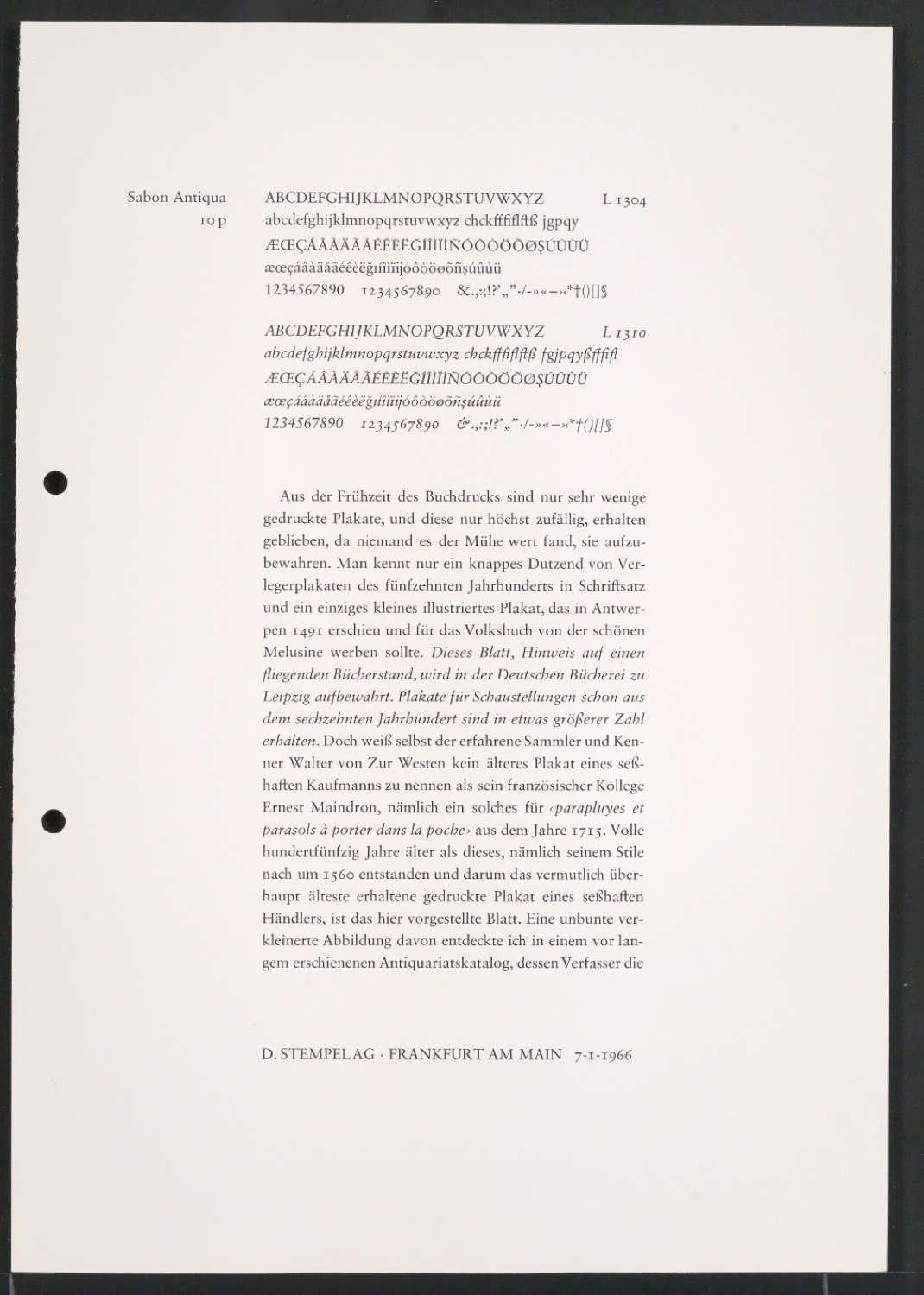 Probedrucke der Sabon in verschiedenen Schriftschnitten und Schriftgraden — Blatt 43