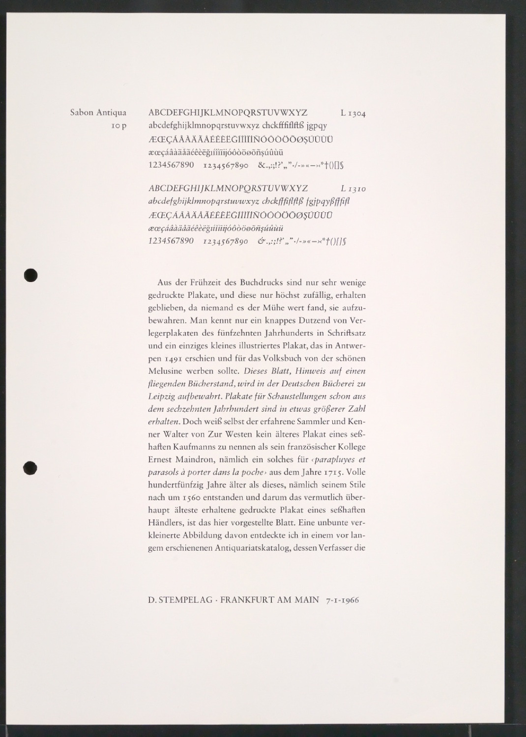 Probedrucke der Sabon in verschiedenen Schriftschnitten und Schriftgraden — Blatt 45