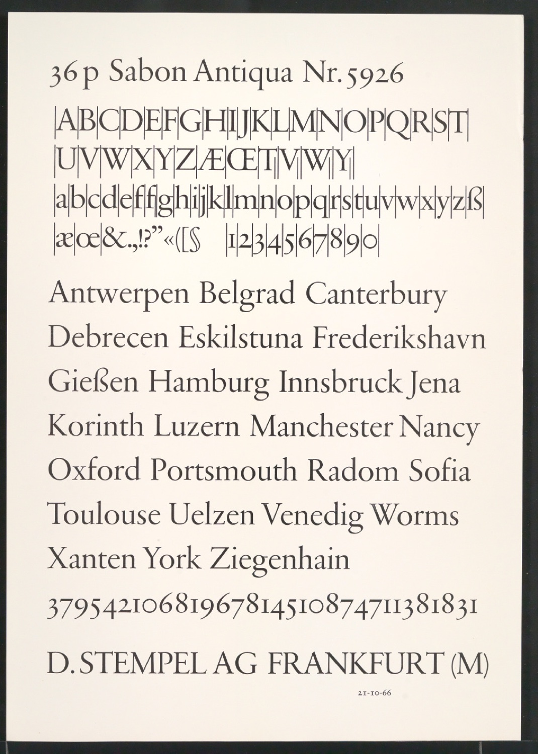 Probedrucke der Sabon in verschiedenen Schriftschnitten und Schriftgraden — Blatt 55