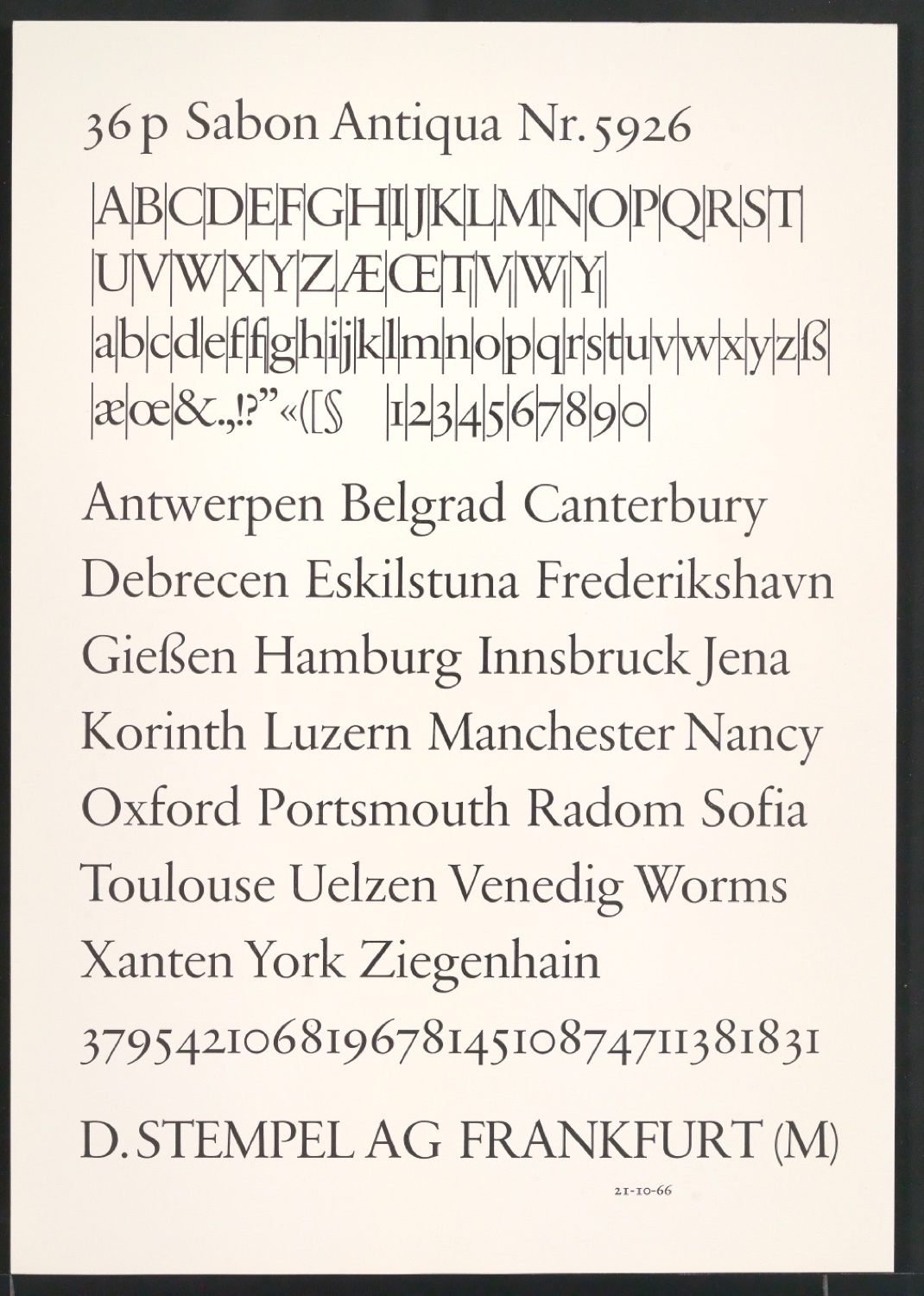 Probedrucke der Sabon in verschiedenen Schriftschnitten und Schriftgraden — Blatt 57