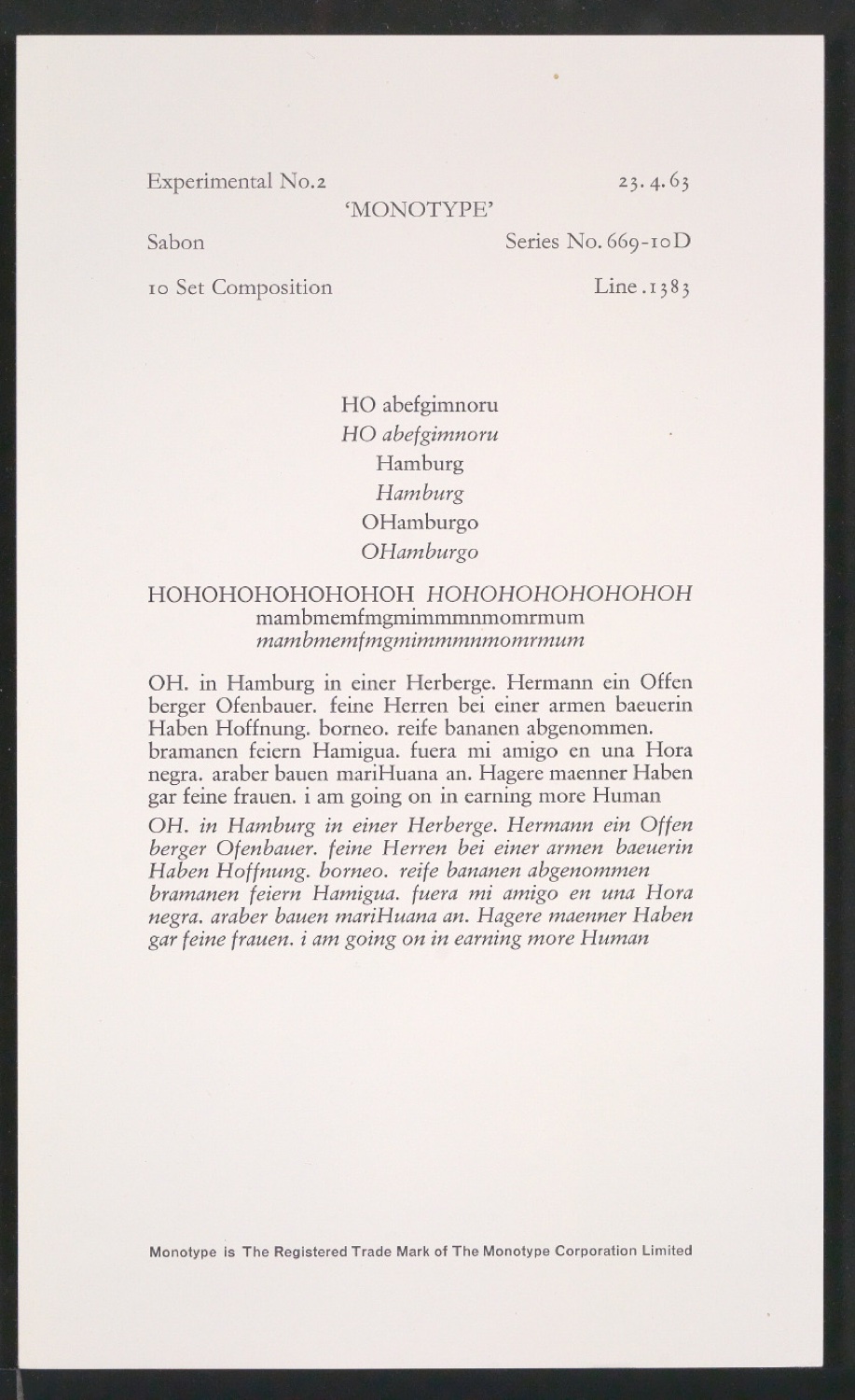 Probedrucke der Sabon in verschiedenen Schriftschnitten und Schriftgraden — Blatt 63