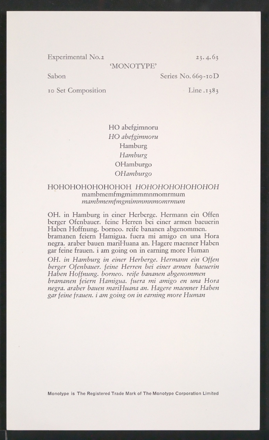 Probedrucke der Sabon in verschiedenen Schriftschnitten und Schriftgraden — Blatt 65