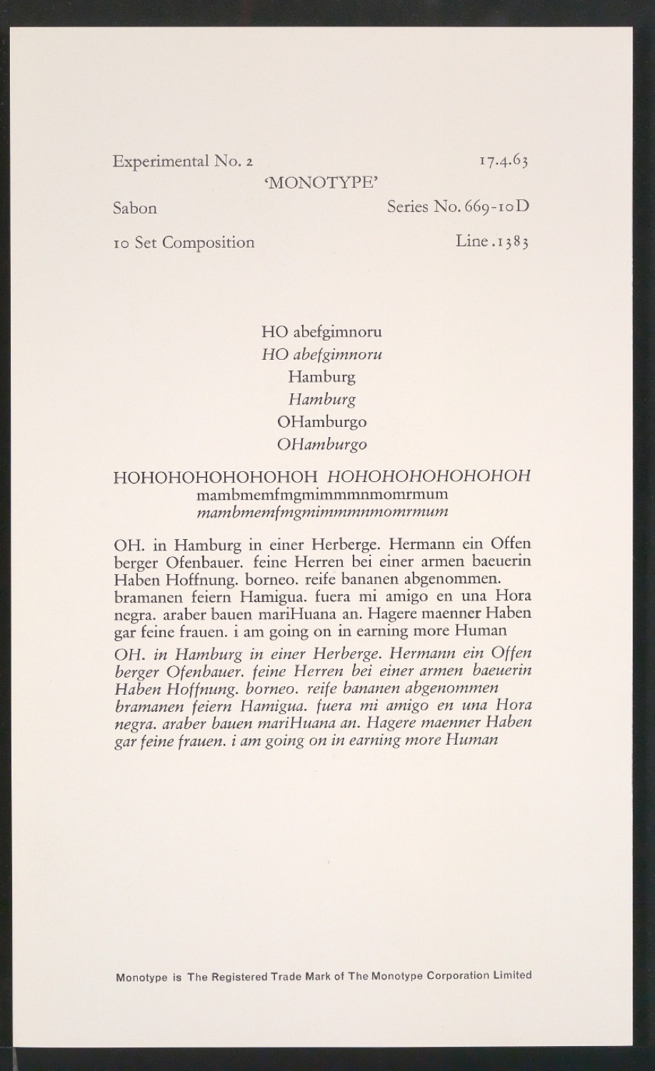 Probedrucke der Sabon in verschiedenen Schriftschnitten und Schriftgraden — Blatt 71