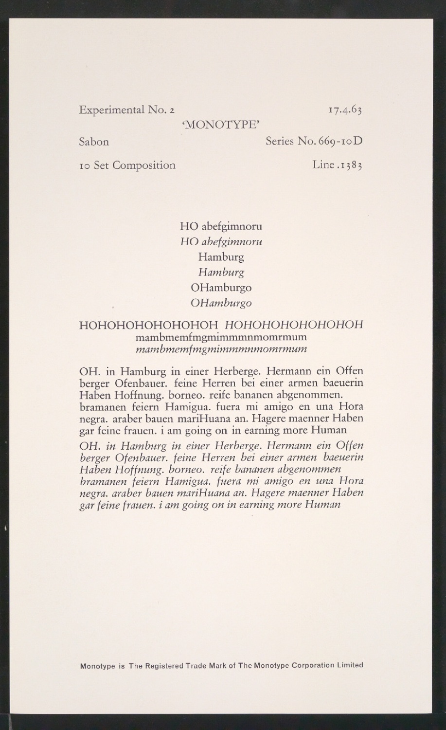 Probedrucke der Sabon in verschiedenen Schriftschnitten und Schriftgraden — Blatt 73
