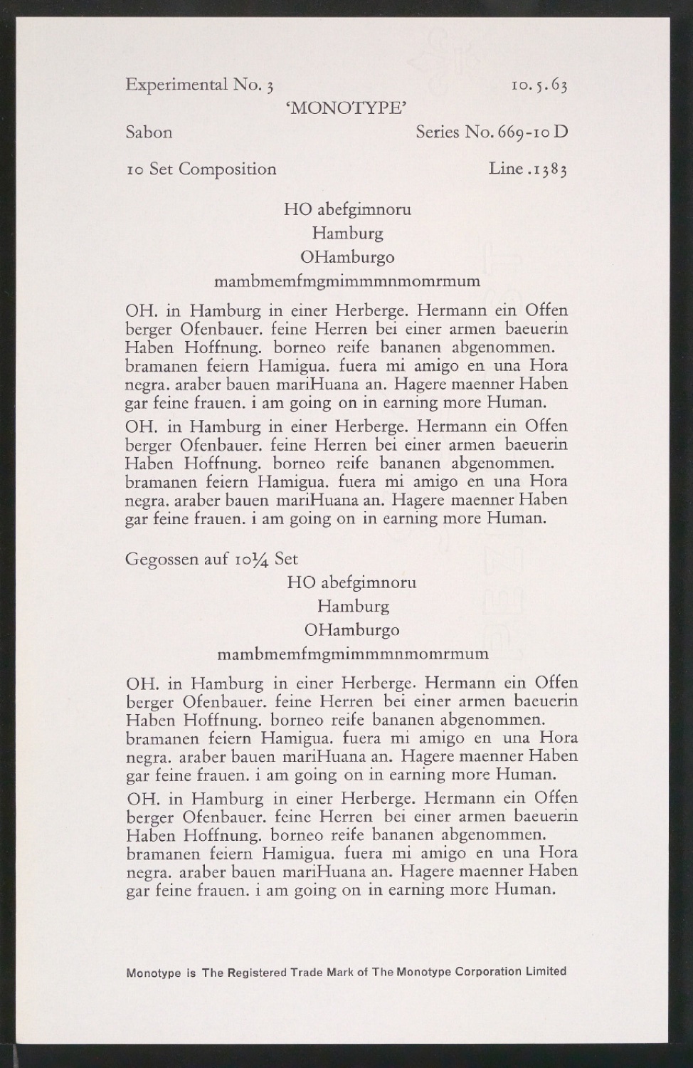 Probedrucke der Sabon in verschiedenen Schriftschnitten und Schriftgraden — Blatt 77
