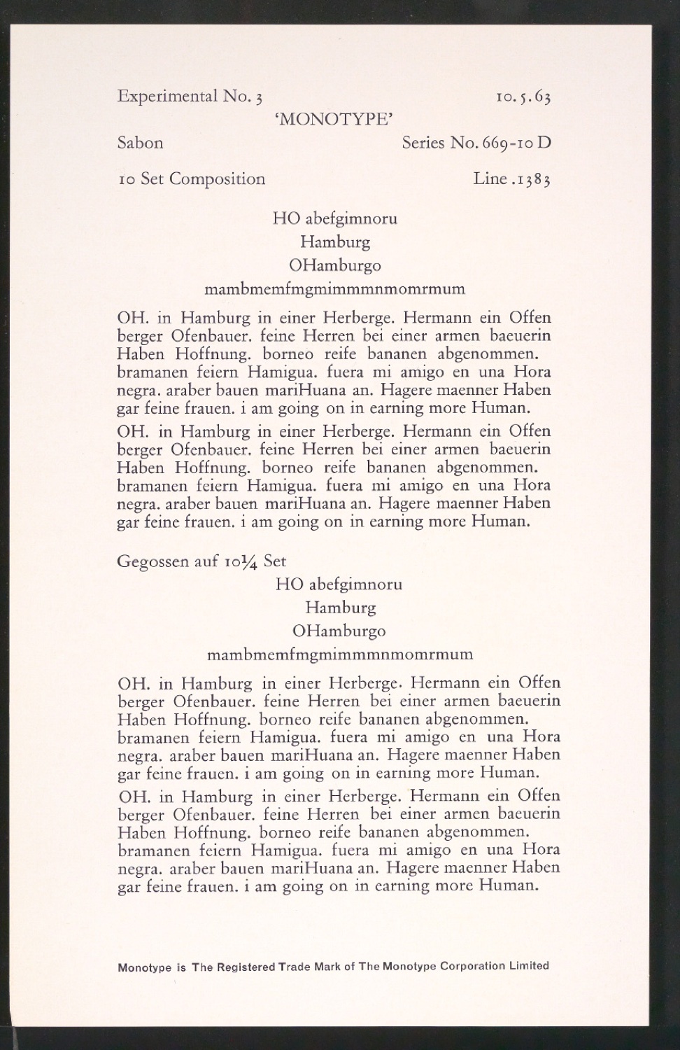 Probedrucke der Sabon in verschiedenen Schriftschnitten und Schriftgraden — Blatt 81