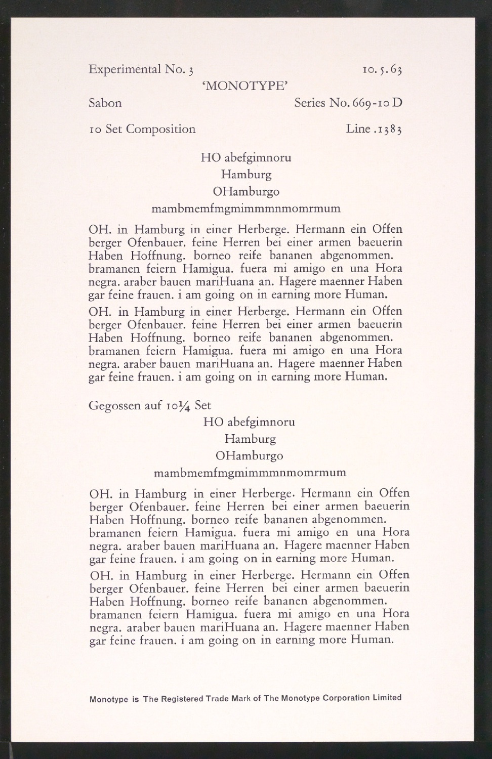 Probedrucke der Sabon in verschiedenen Schriftschnitten und Schriftgraden — Blatt 83