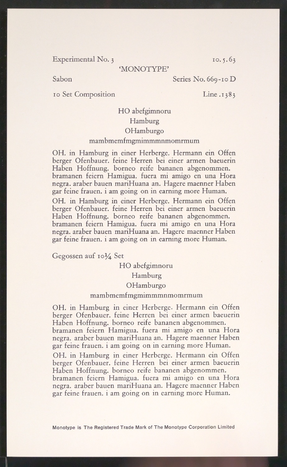 Probedrucke der Sabon in verschiedenen Schriftschnitten und Schriftgraden — Blatt 85
