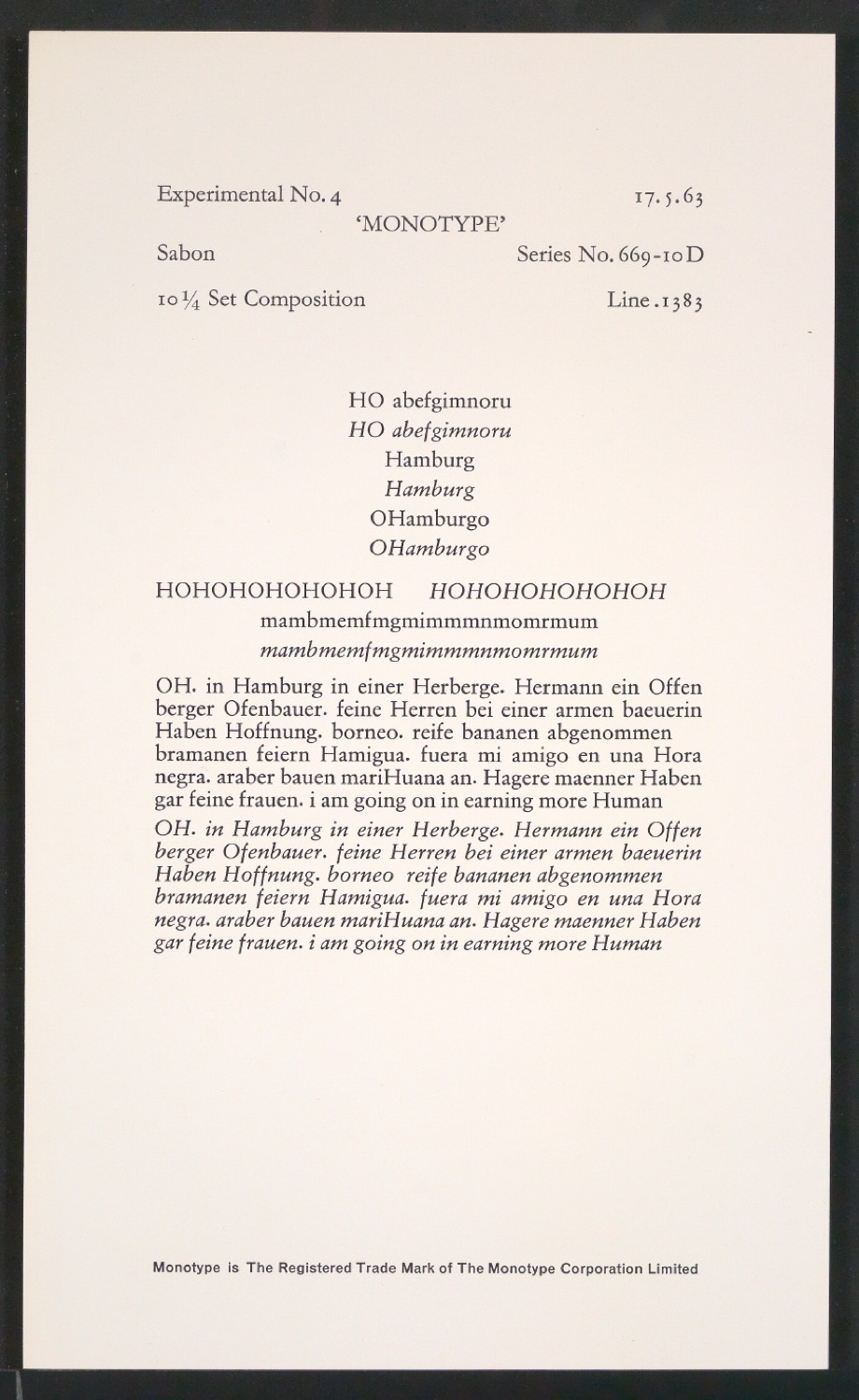Probedrucke der Sabon in verschiedenen Schriftschnitten und Schriftgraden — Blatt 87