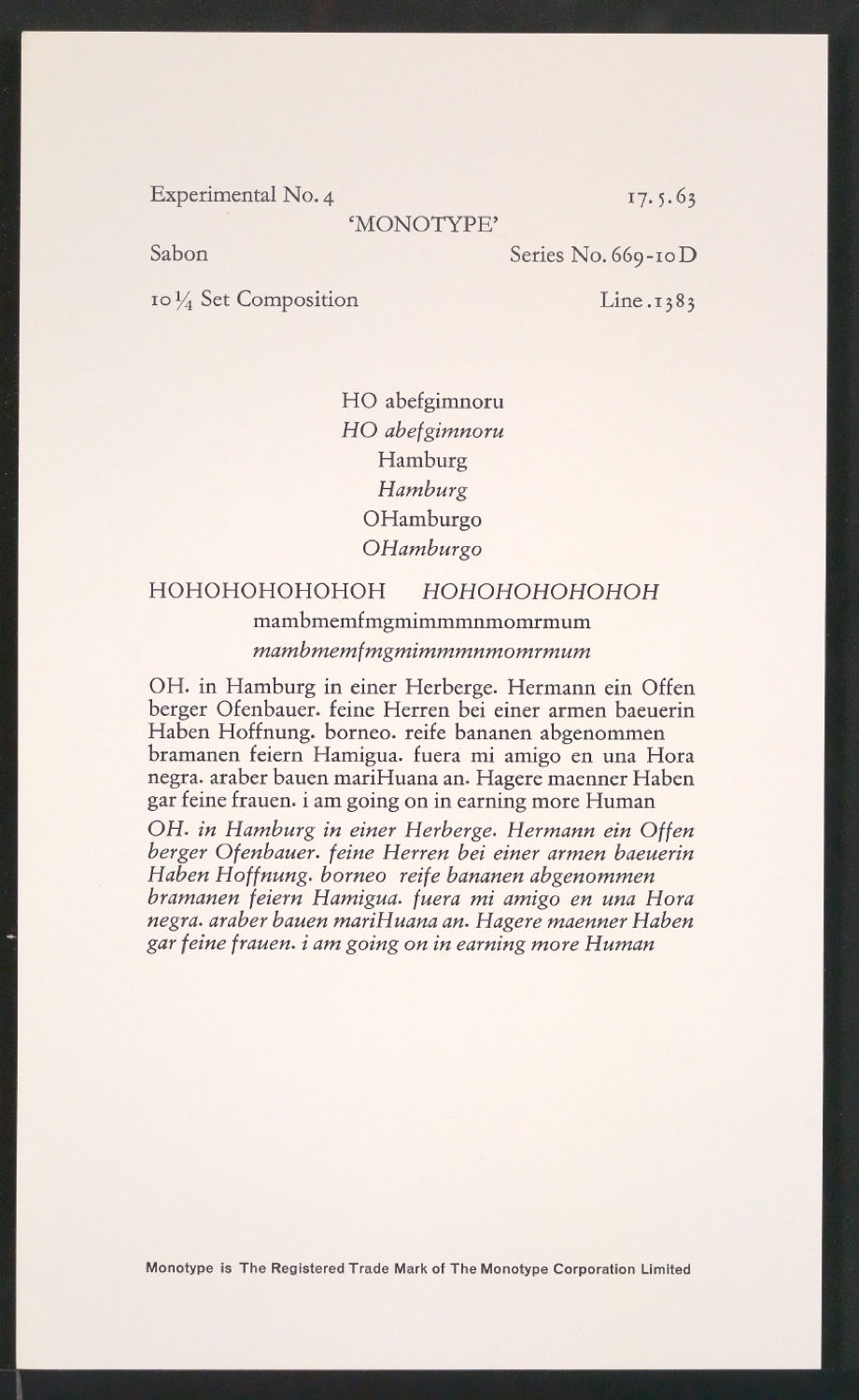 Probedrucke der Sabon in verschiedenen Schriftschnitten und Schriftgraden — Blatt 89