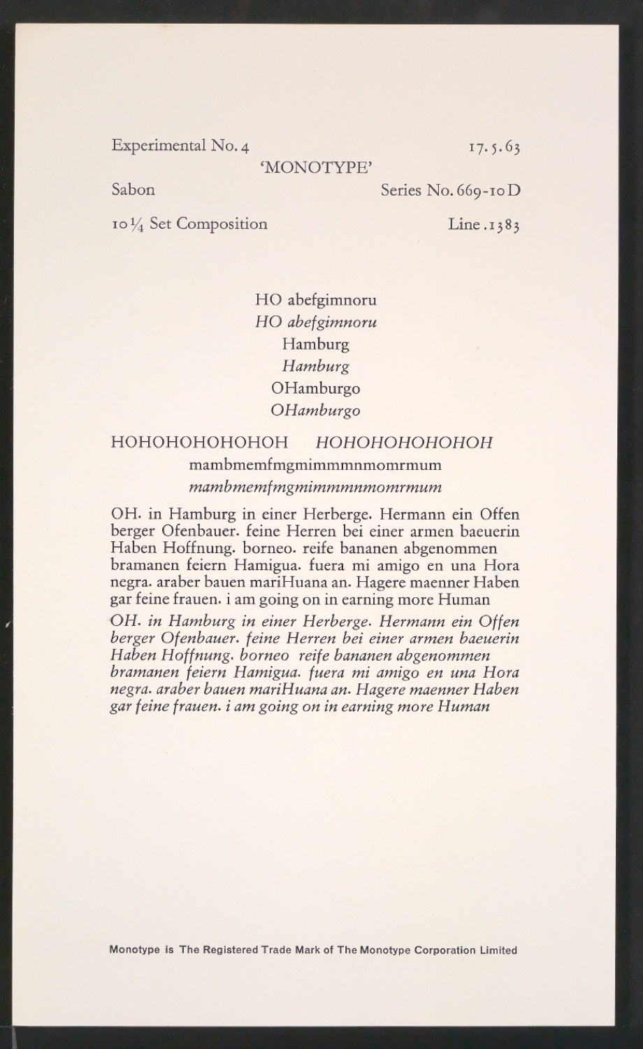 Probedrucke der Sabon in verschiedenen Schriftschnitten und Schriftgraden — Blatt 91