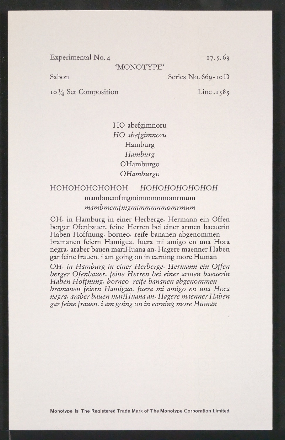 Probedrucke der Sabon in verschiedenen Schriftschnitten und Schriftgraden — Blatt 103
